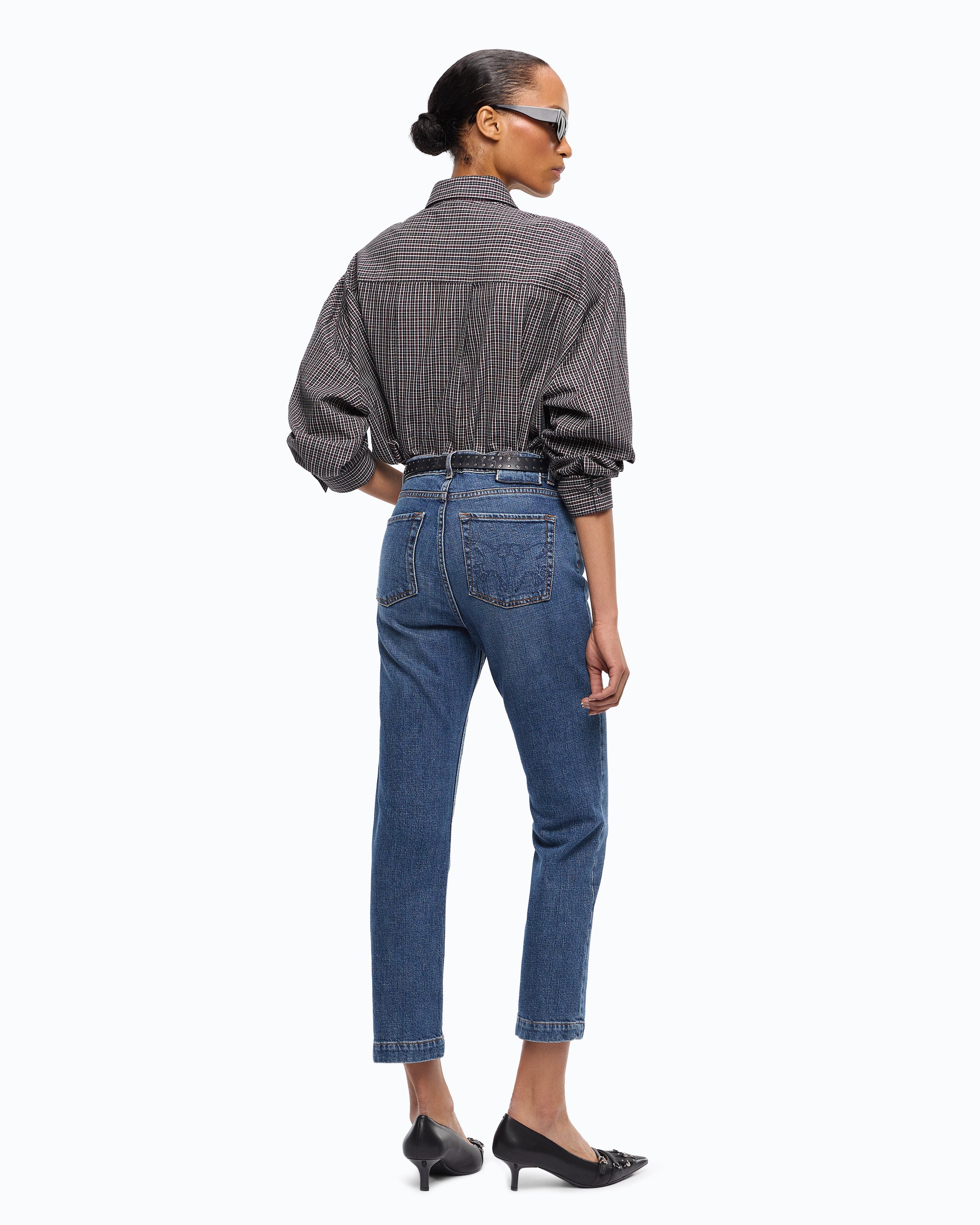 Pinko Sue Slim Comfort jeansy cropped jasnoniebieskie