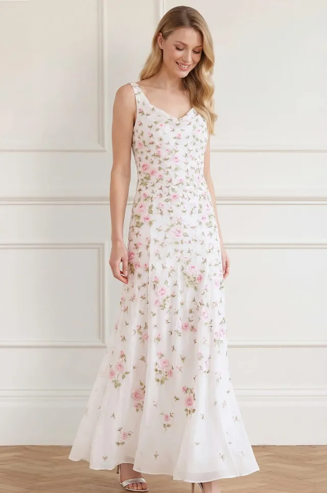 Needle & Thread Rose Bloom Georgette Gown suknia biała