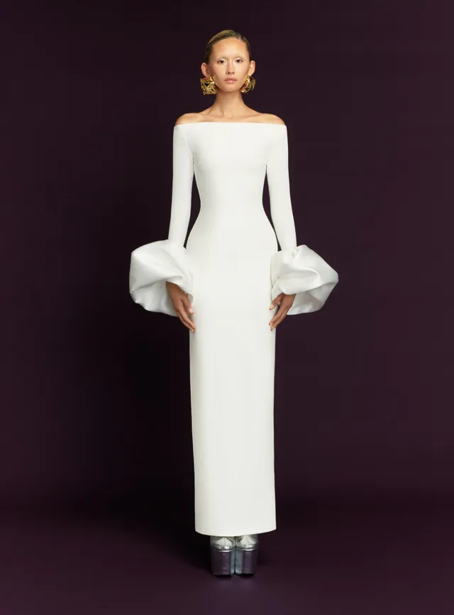 Solace London The Talia sukienka wieczorowa kremowa maxi