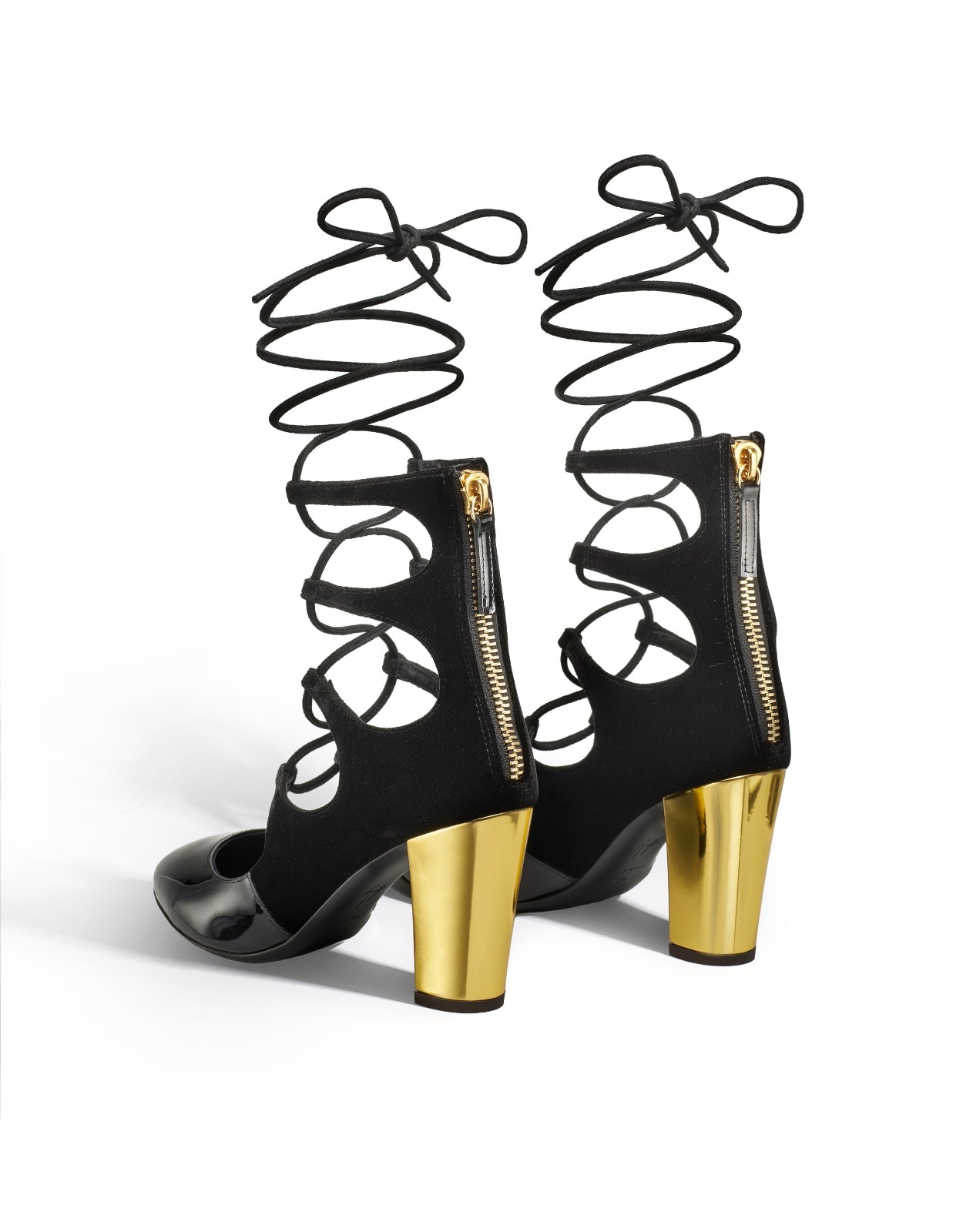 Temperley London Siren botki czarne aksamit 9 cm