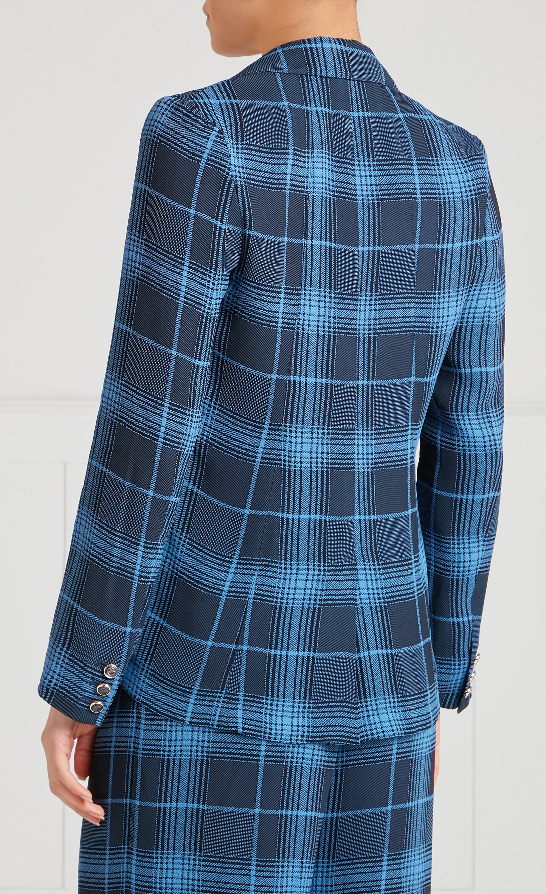 Temperley London Plath Jacket żakiet granatowy w kratę