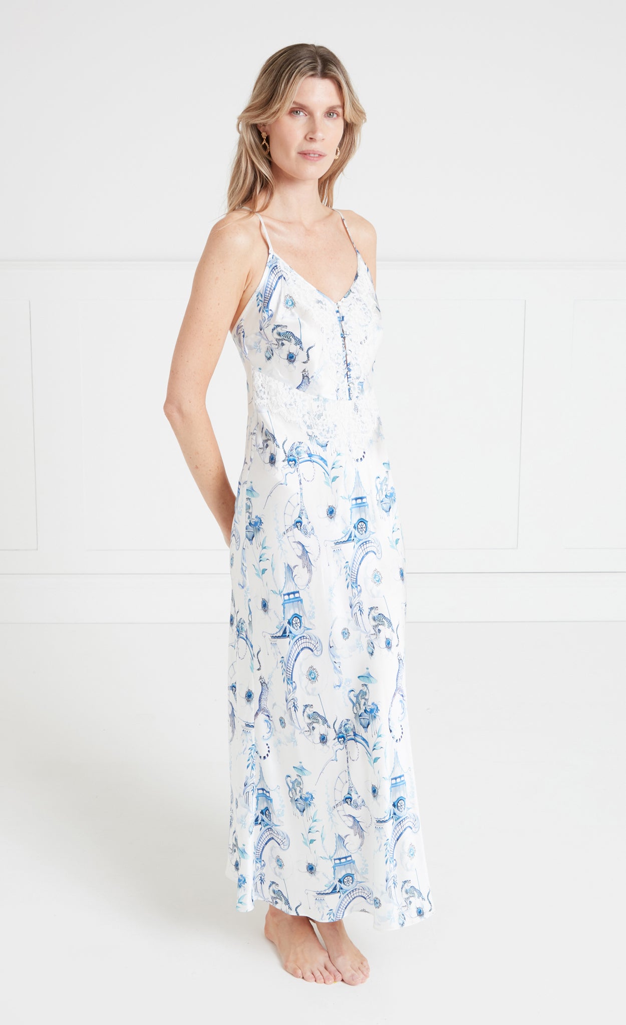 Temperley London Aphrodite koszulka nocna midi print