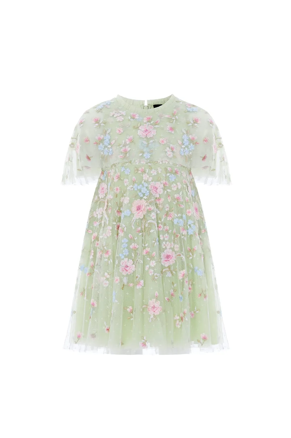 Needle & Thread Peony Bouquet Cape sukienka dziewczęca zielona haft