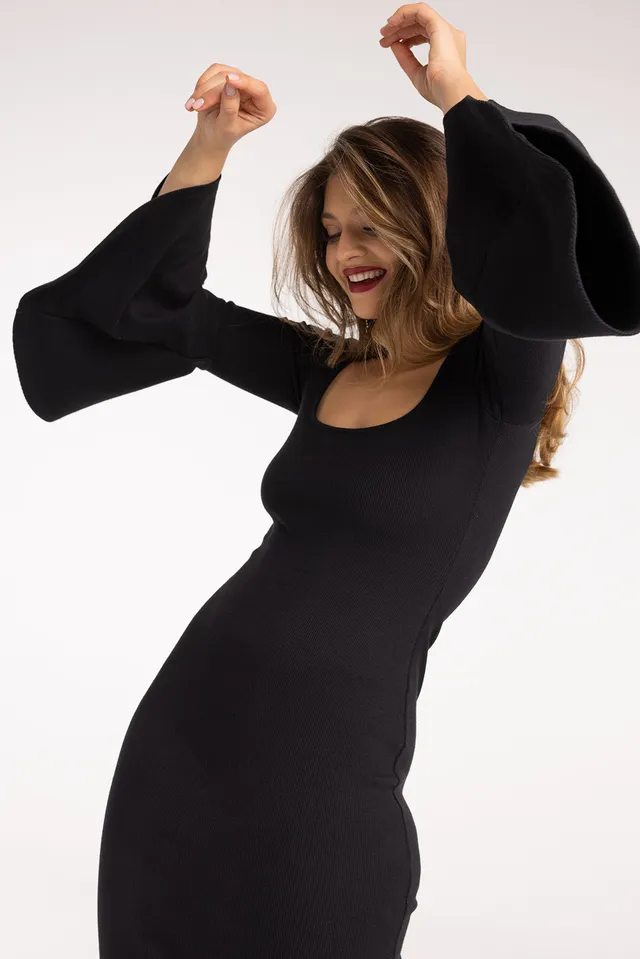 Nudyess Bells sukienka midi black dzwonek