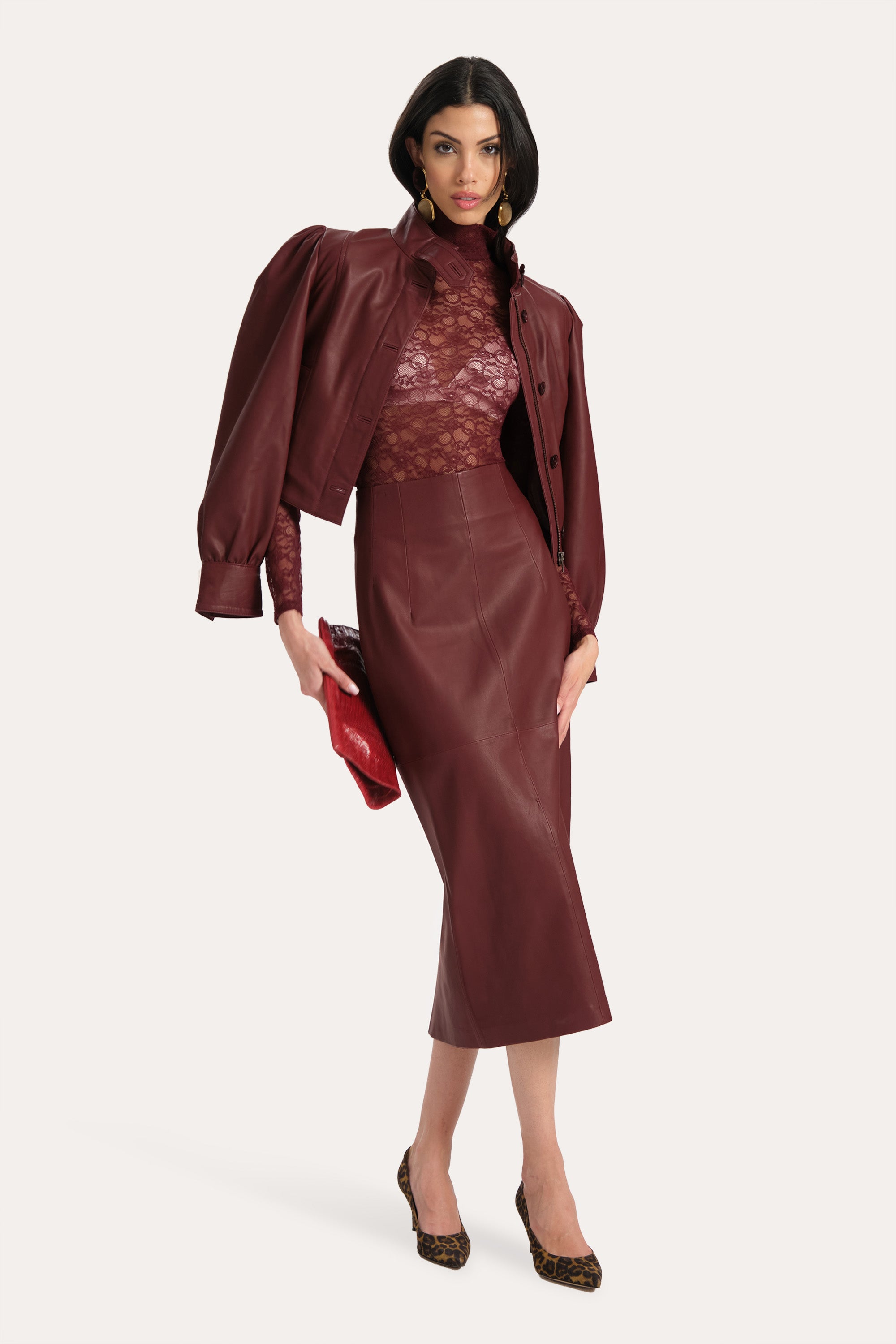 Elie Tahari Annabelle body koronkowe Jester Red