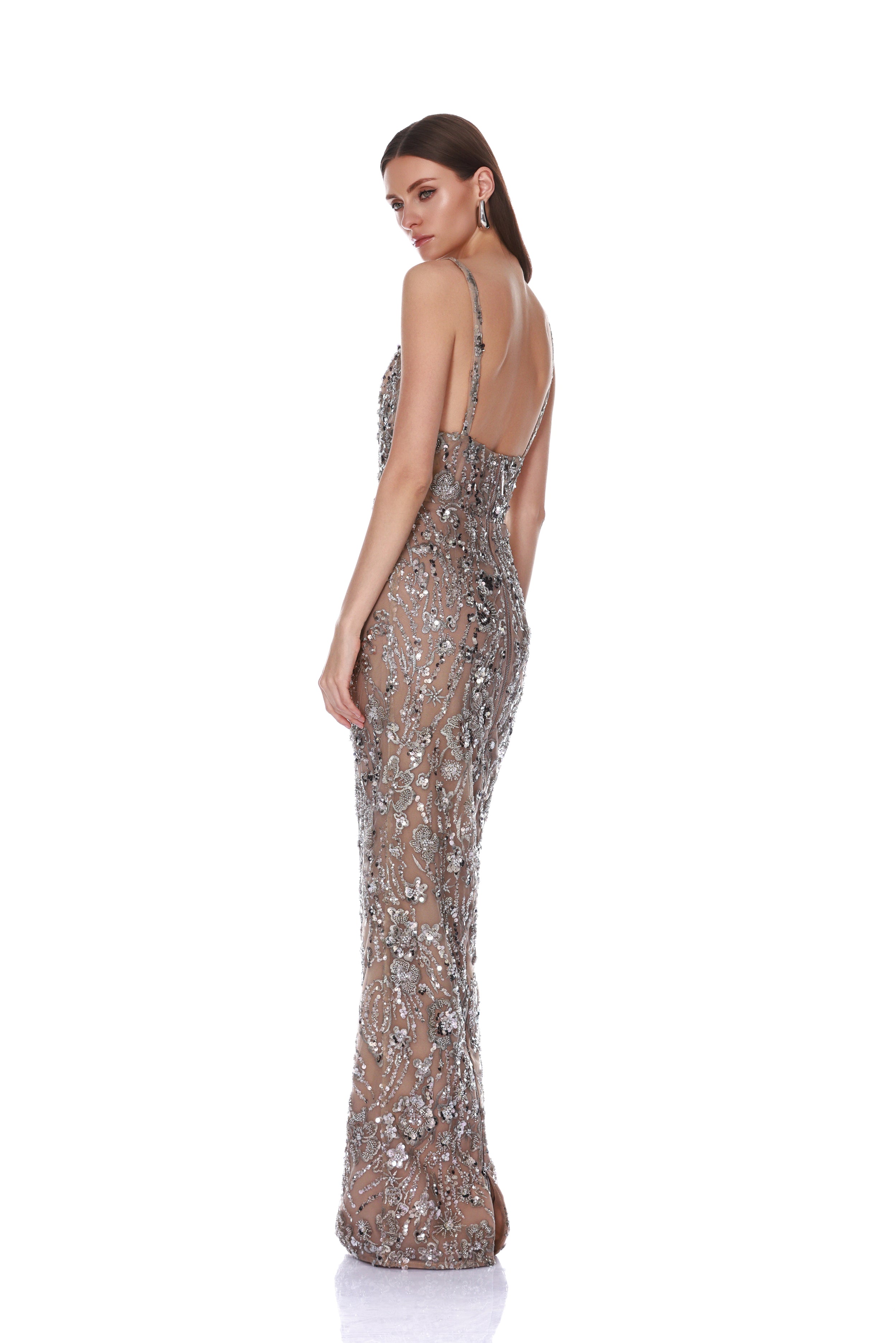 Bronx and Banco Venetian Allegra Silver sukienka maxi srebrna