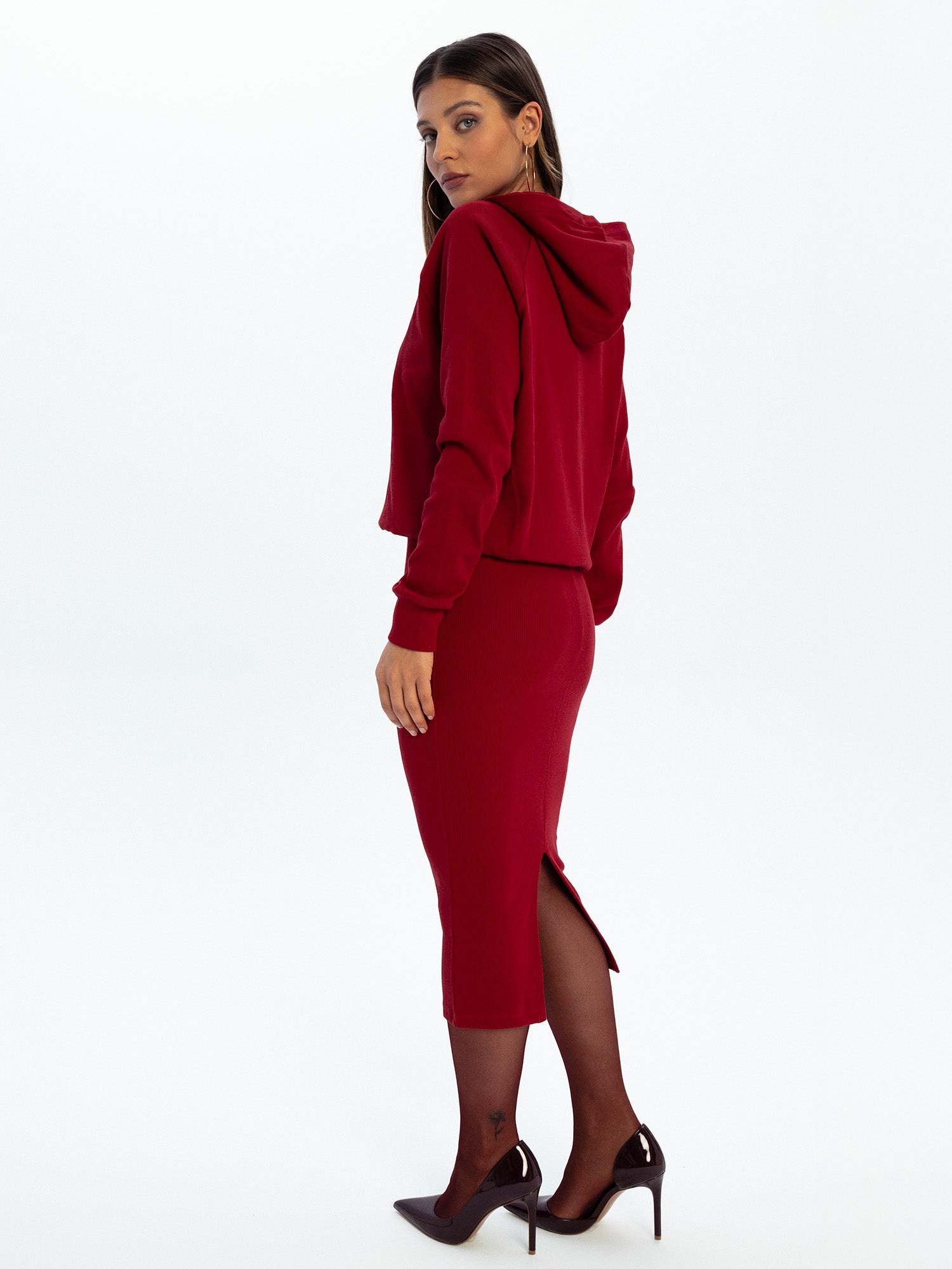 Nudyess Brooklyn Hoodie bluza Cherry XS/S z kapturem