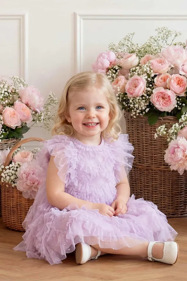 Needle & Thread Genevieve Baby Dress sukienka liliowa 2-części