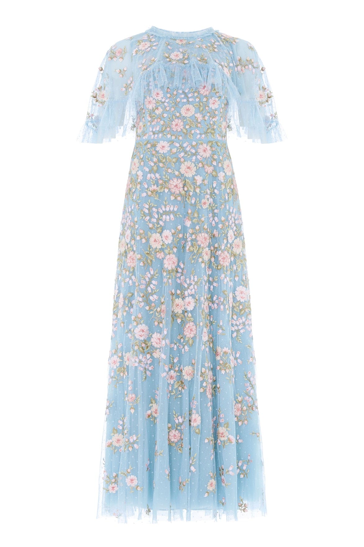 Needle & Thread Eden Rose Cape Ankle Gown sukienka niebieska