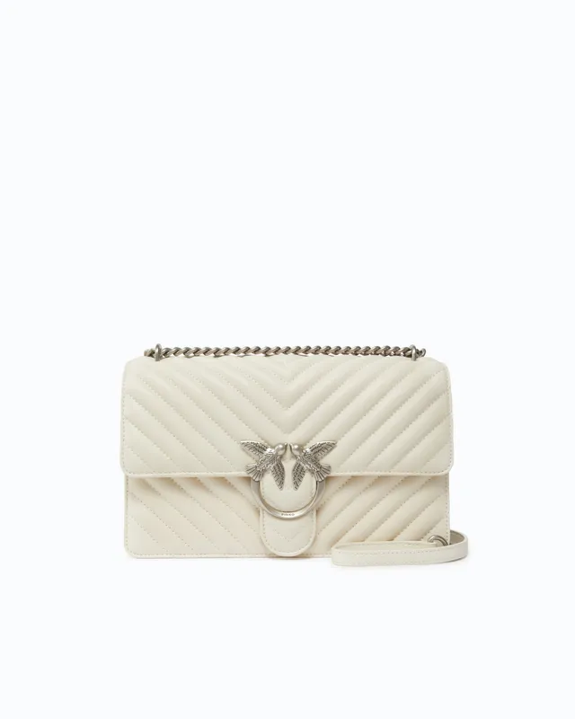 Pinko Classic Love Bag One Chevron torebka biała pikowana