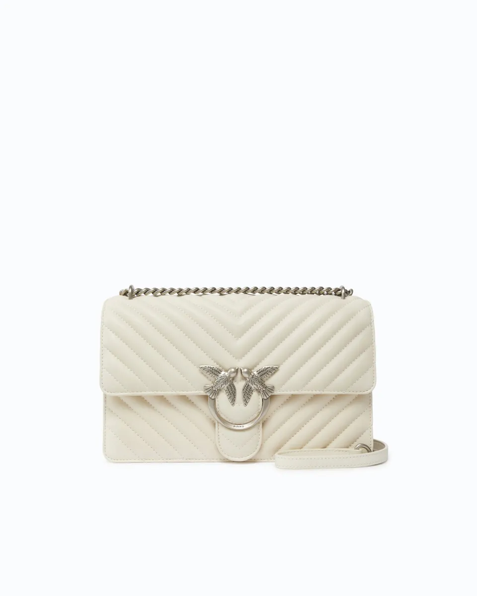 Pinko Classic Love Bag One Chevron torebka biała pikowana