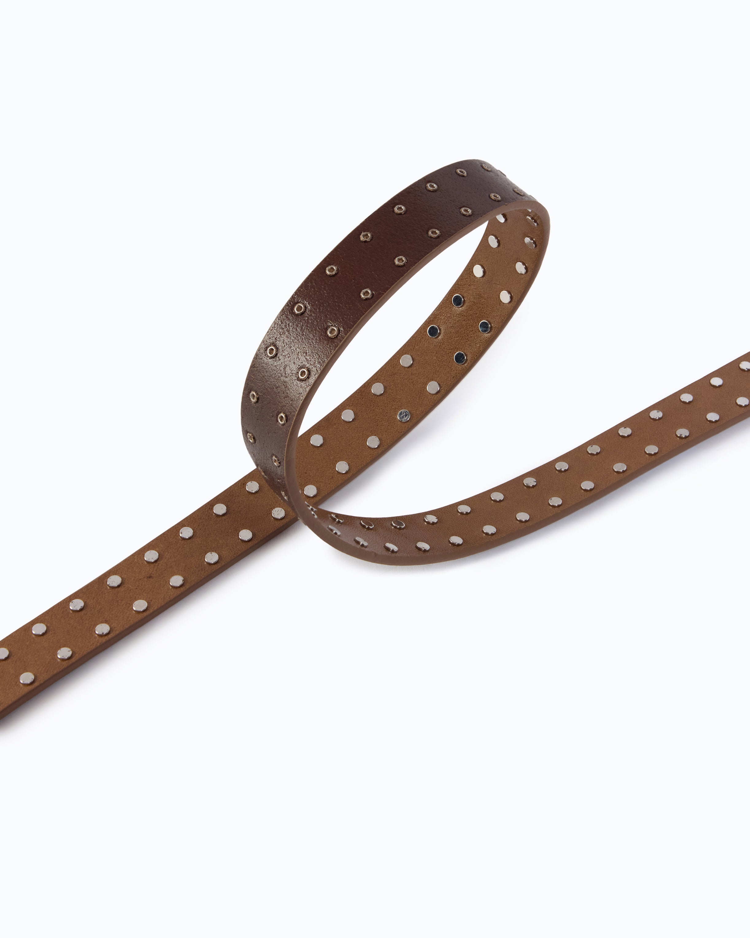 Pinko Love Belt pasek skórzany beżowy 2 cm ćwieki