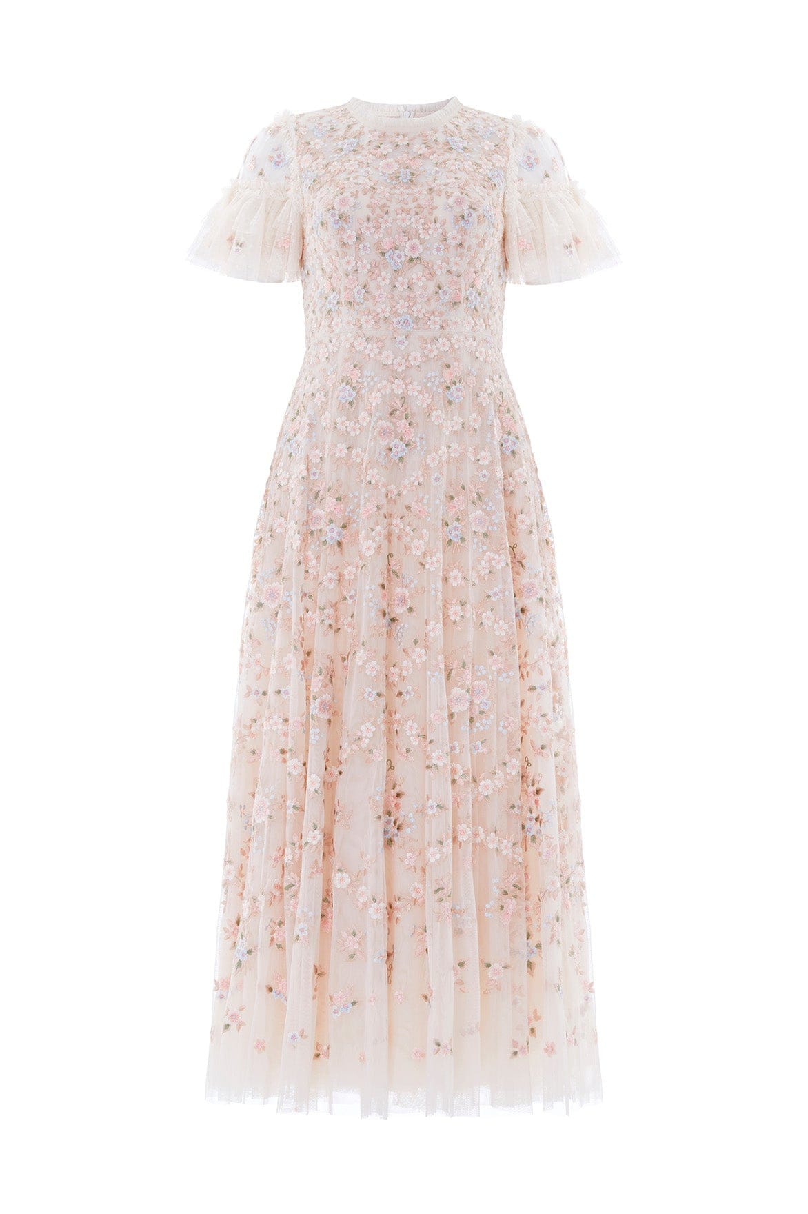 Needle & Thread Floral Waltz Ankle Gown sukienka Cream haftowana