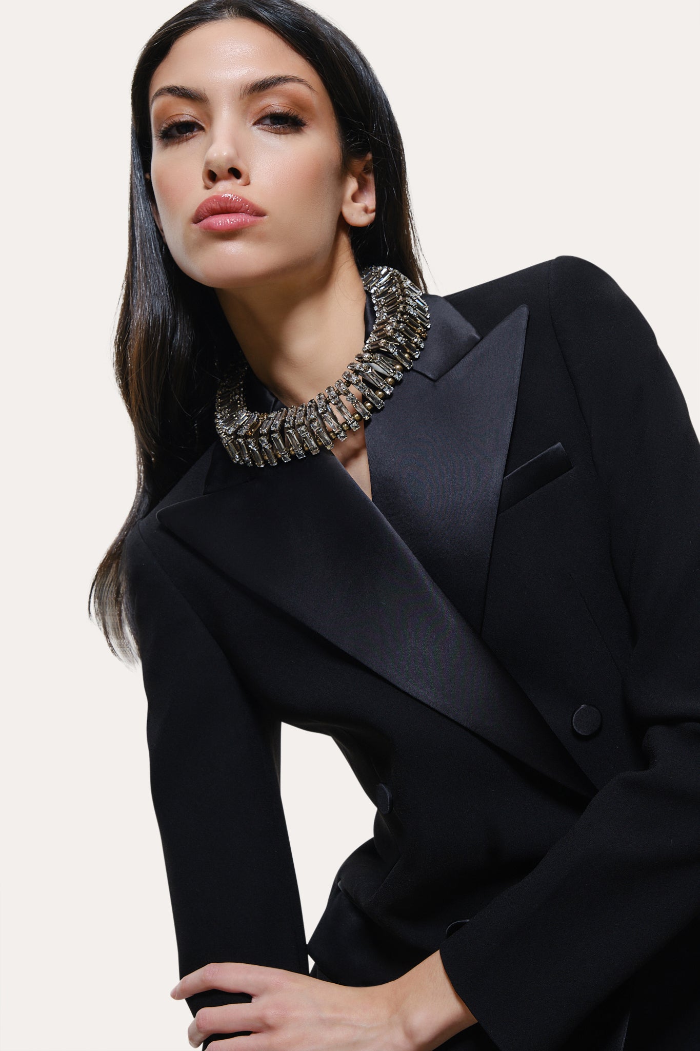 Elie Tahari Roxy marynarka Black smokingowa