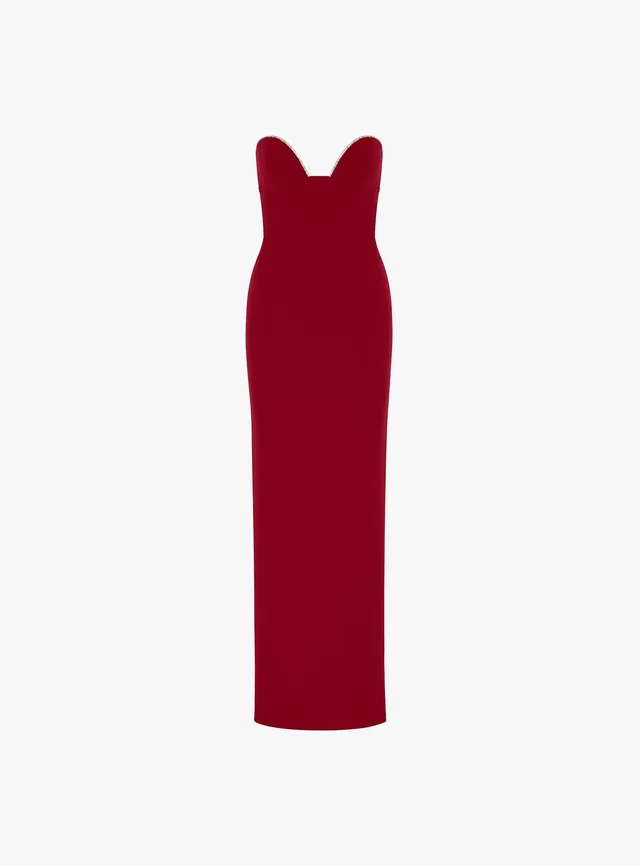Solace London Sommer Maxi sukienka rubinowa strapless