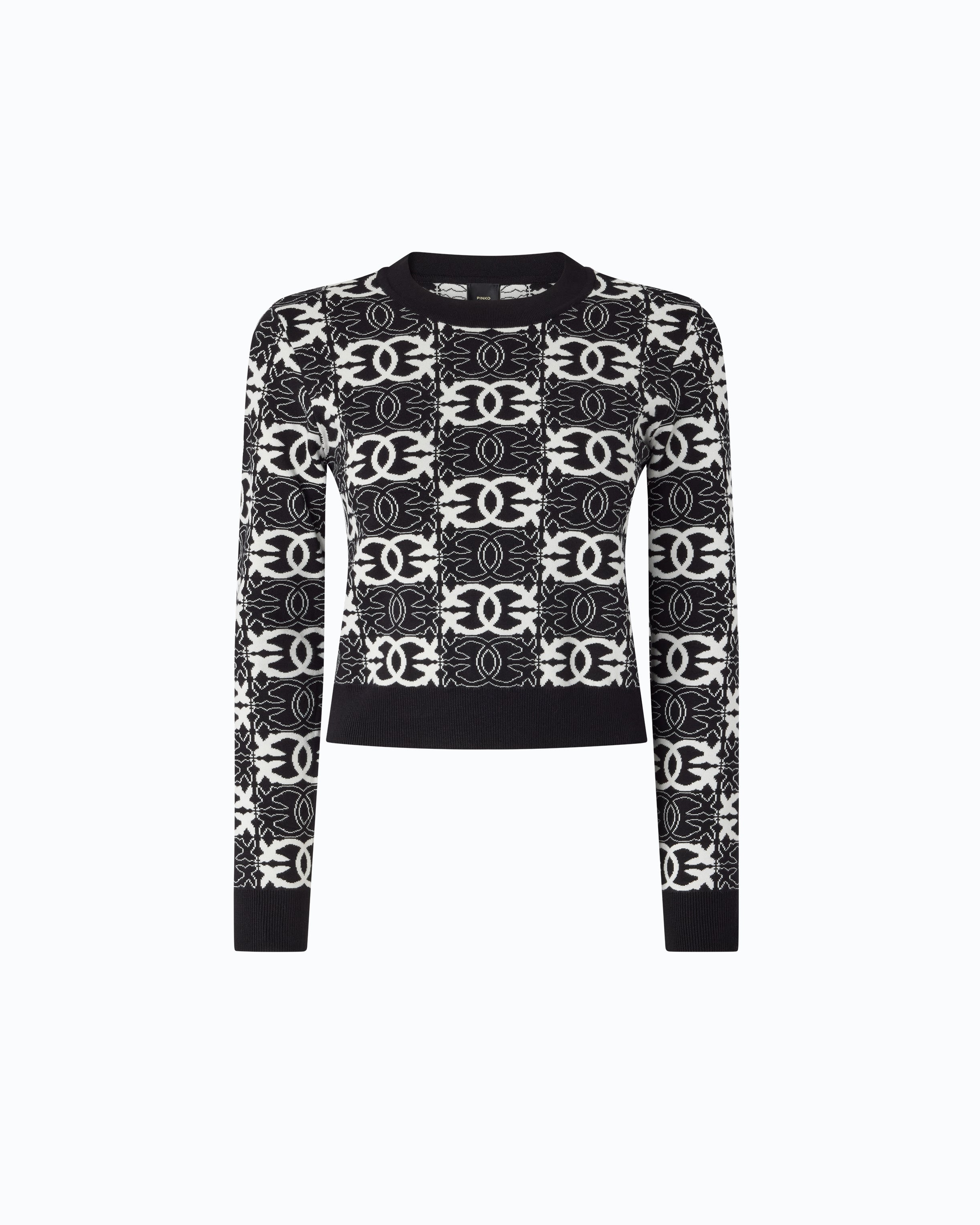 Pinko Gypsies Cropped sweter krótki z logo Love Birds