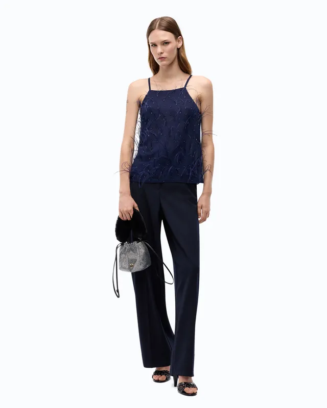 Pinko Phedra top halter niebieski z pórkami