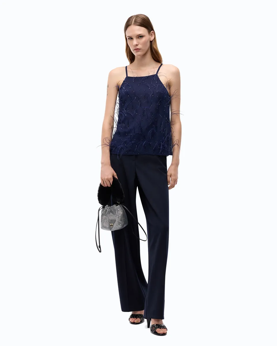 Pinko Phedra top halter niebieski z pórkami
