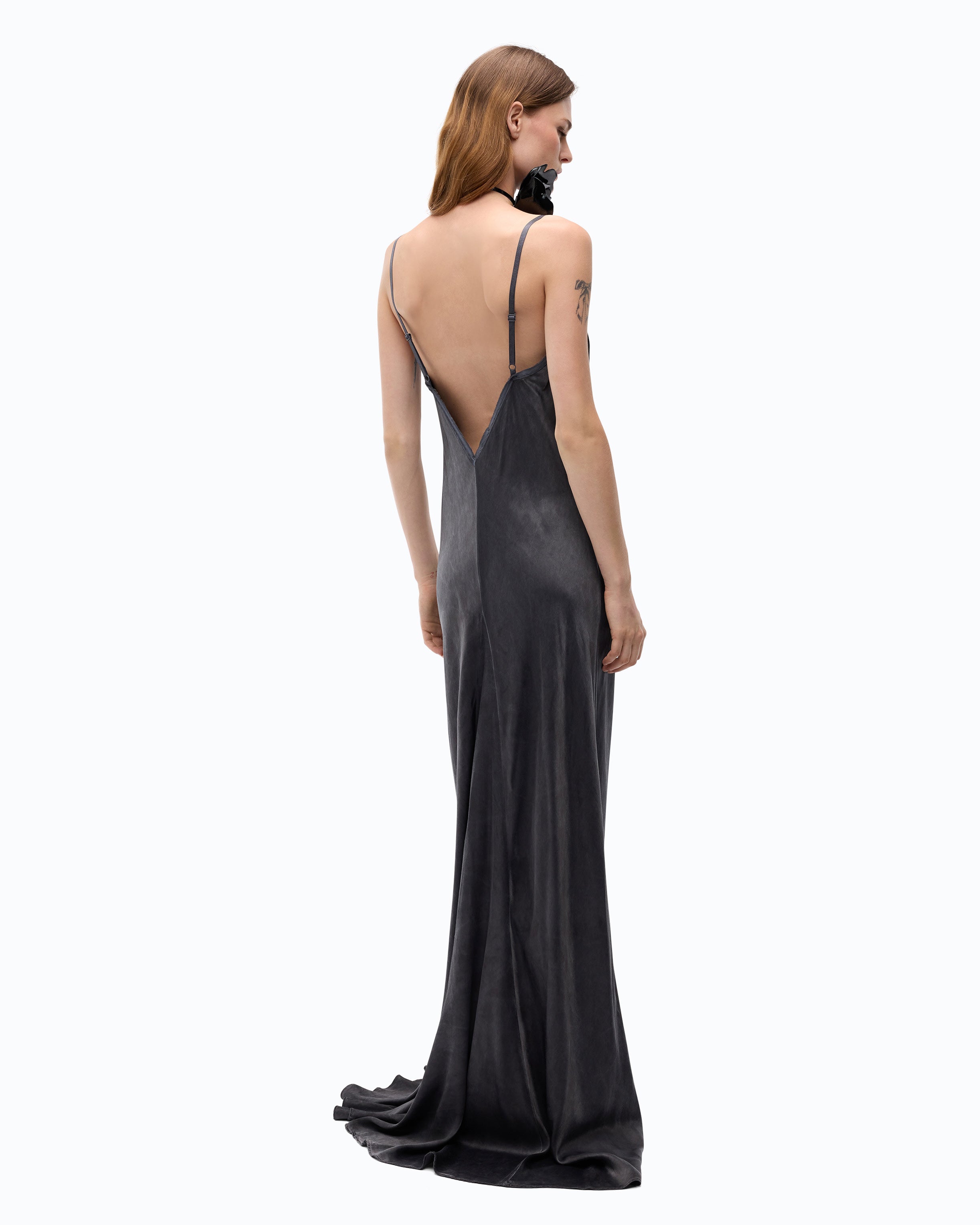 Pinko Viper Dress sukienka satynowa czarna długa