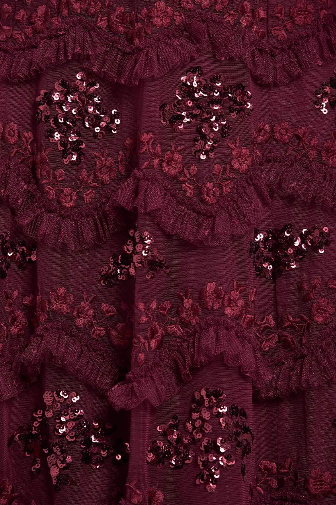 Needle & Thread Daisy Wave Ankle Gown sukienka fioletowa cekinowa