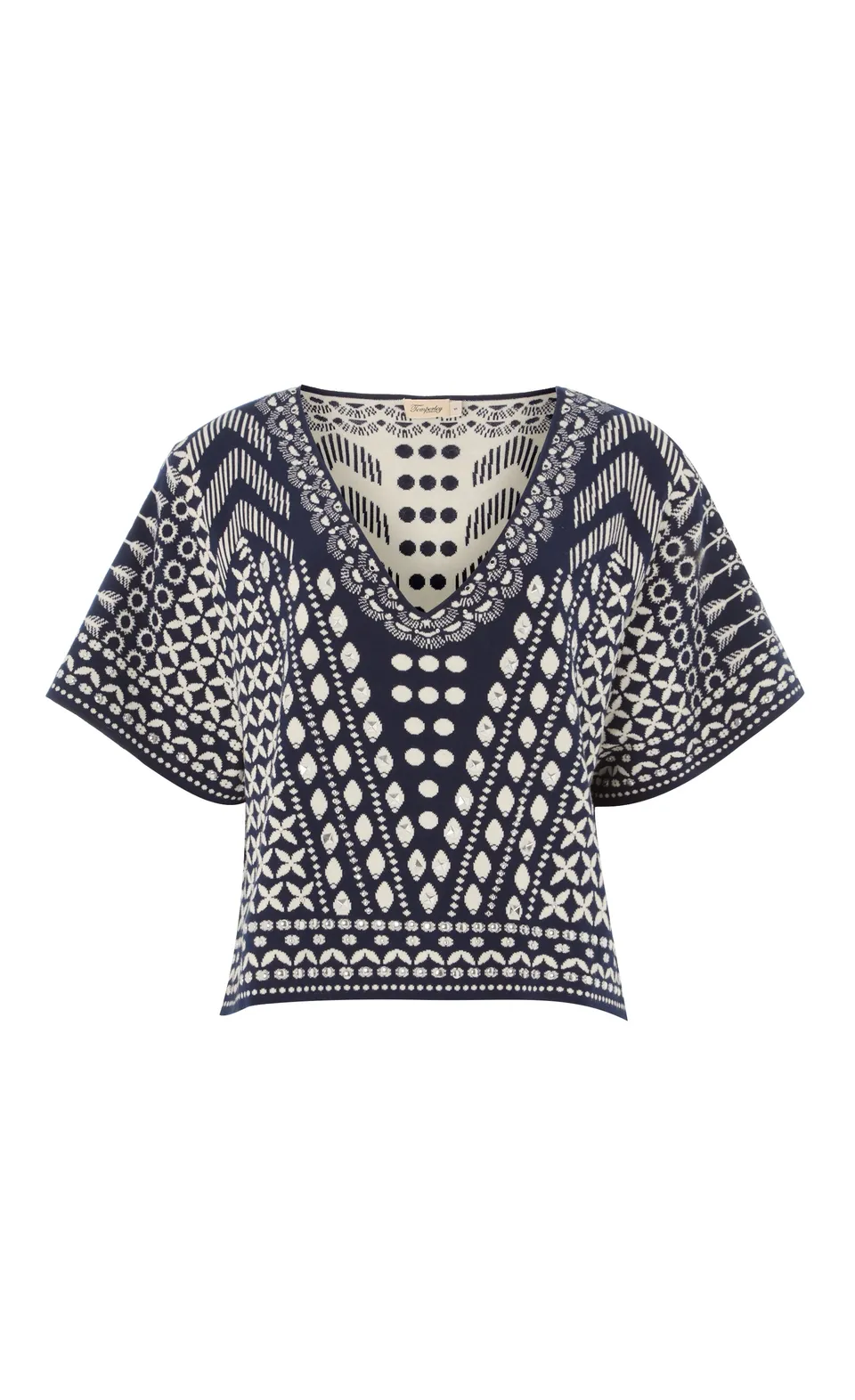 Temperley London Tlalli top dzianinowy Navy Silver krótki