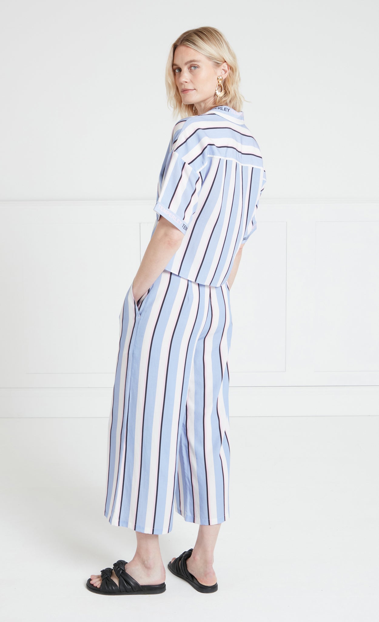 Temperley London Dominique Shirt koszula Blue Mix lyocell