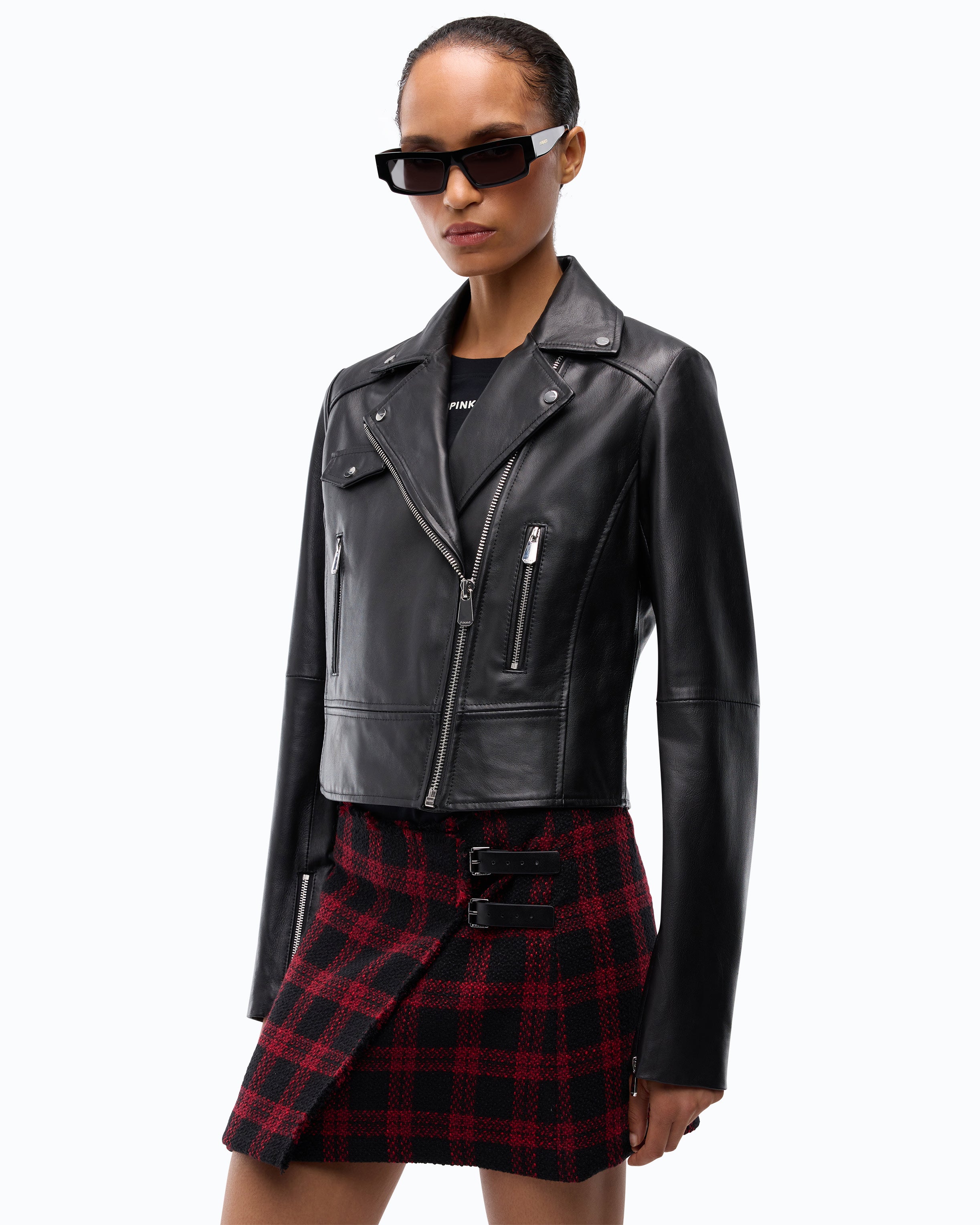 Pinko New Sensibile ramoneska skórzana czarna