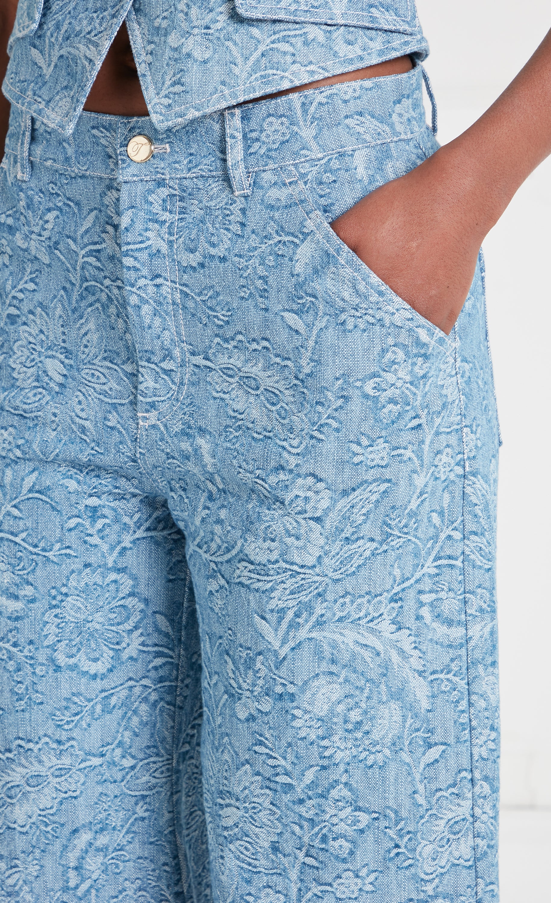 Temperley London Francis spodnie jeansowe niebieskie wide-leg