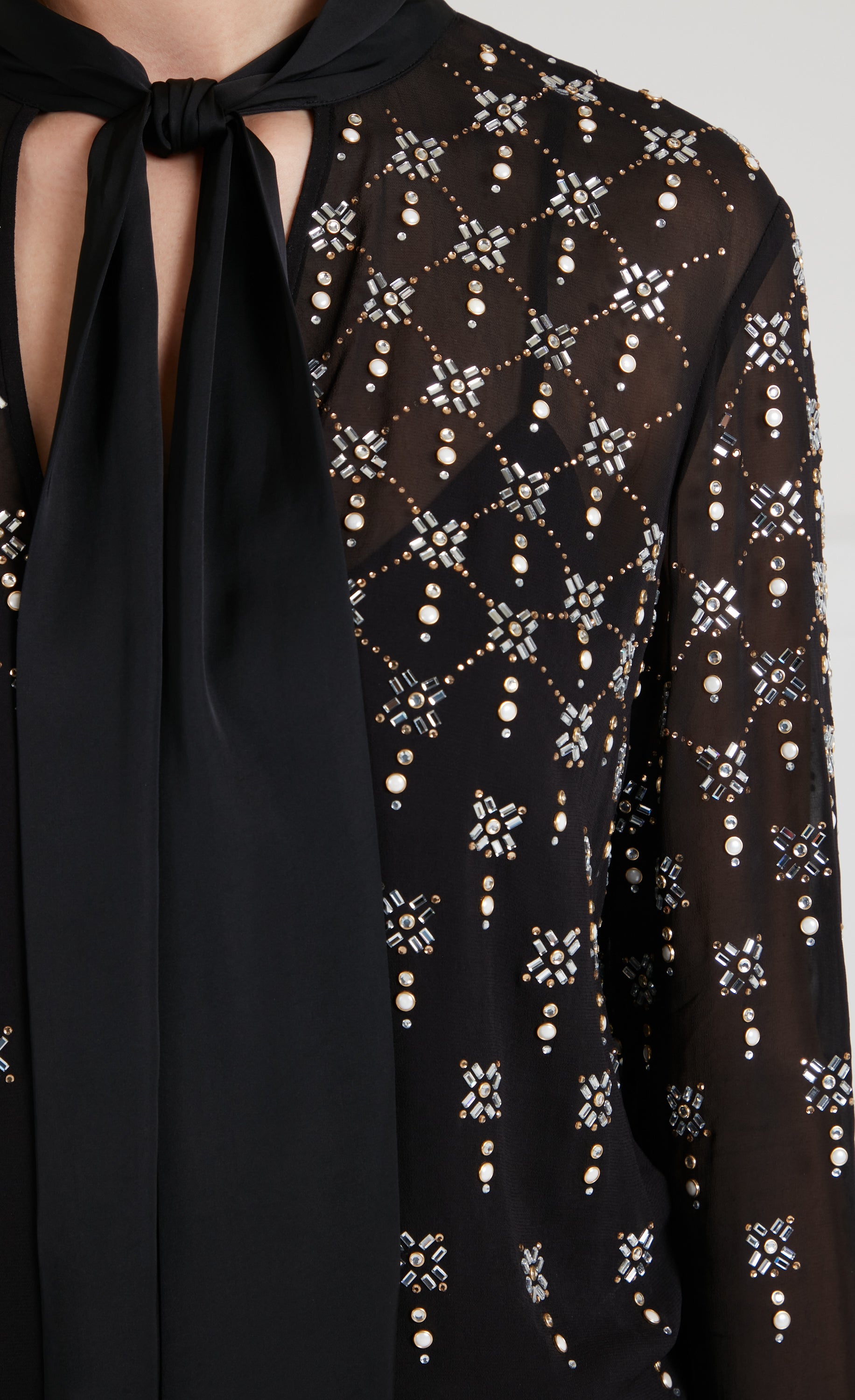 Temperley London Gallantry Blouse bluzka czarna z perełkami