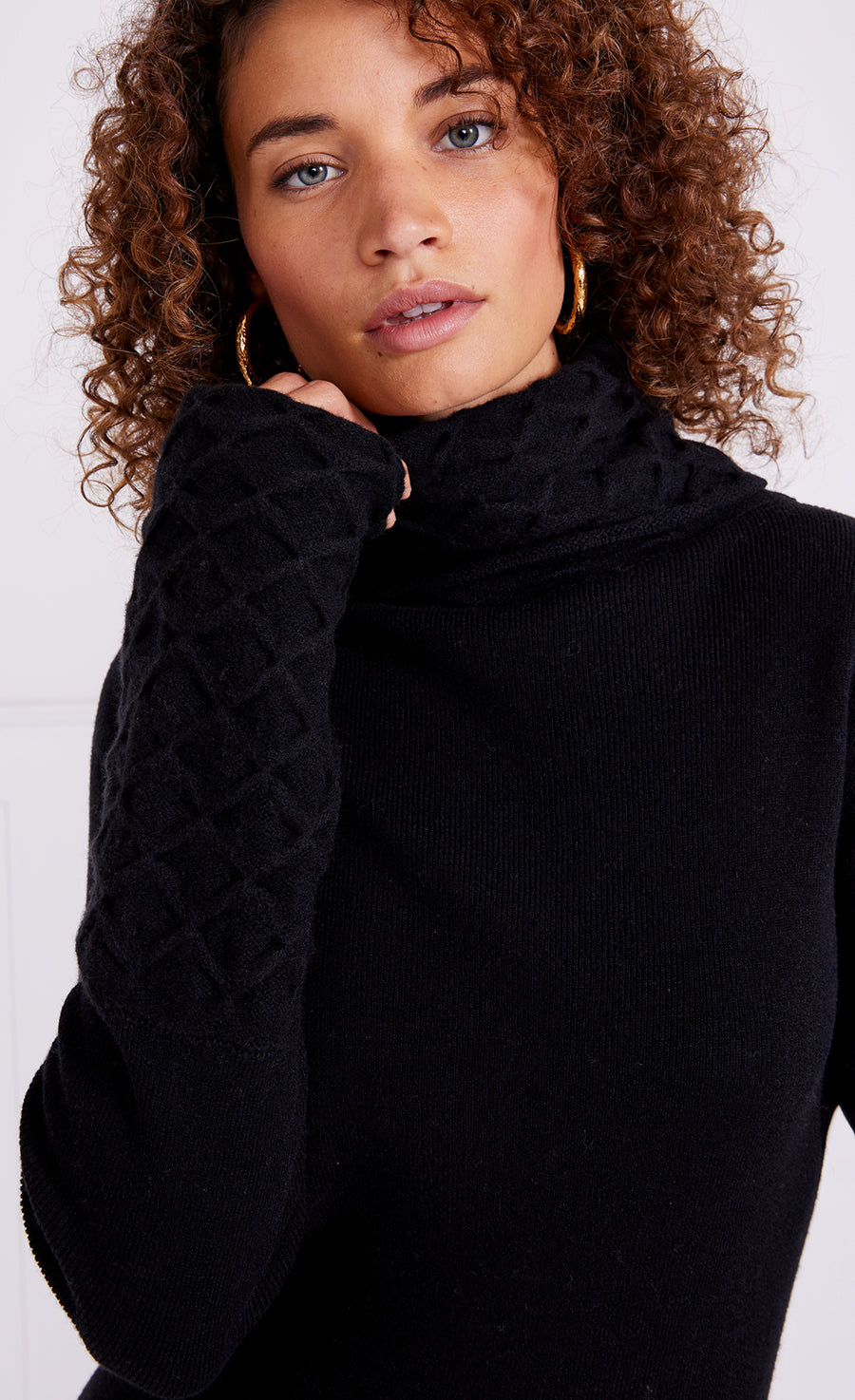 Temperley London Honeycomb Knit Jumper sweter czarny wełna