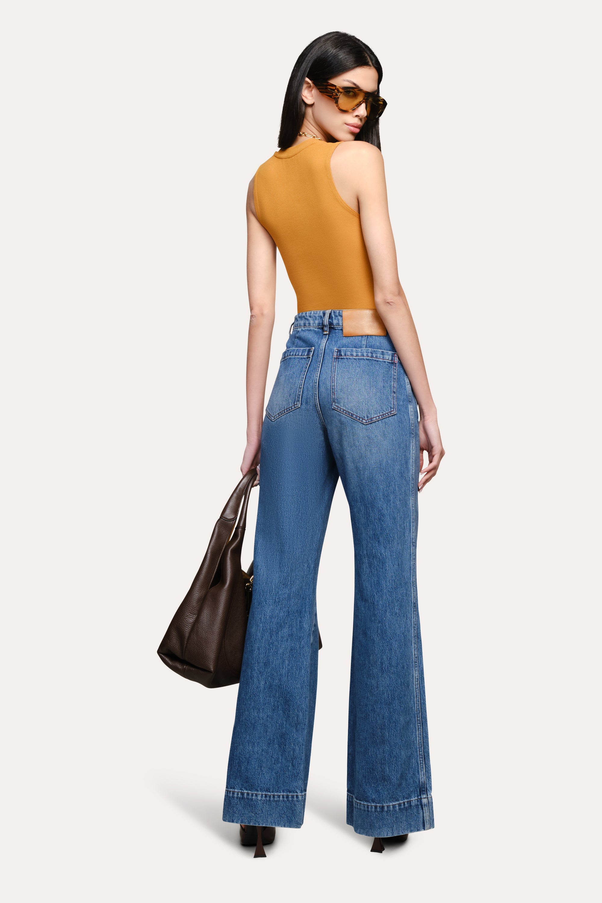 Elie Tahari Rosie Rib Tank top Caramel prążkowany