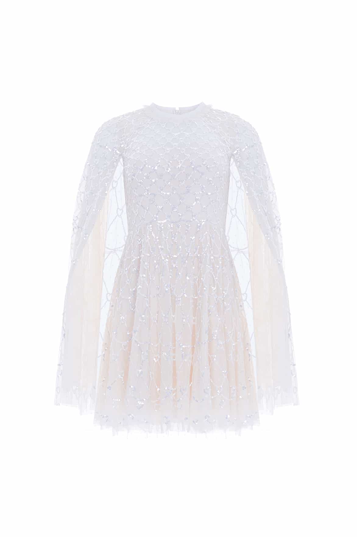 Needle & Thread Heart Lattice Mini Dress sukienka kremowa mini