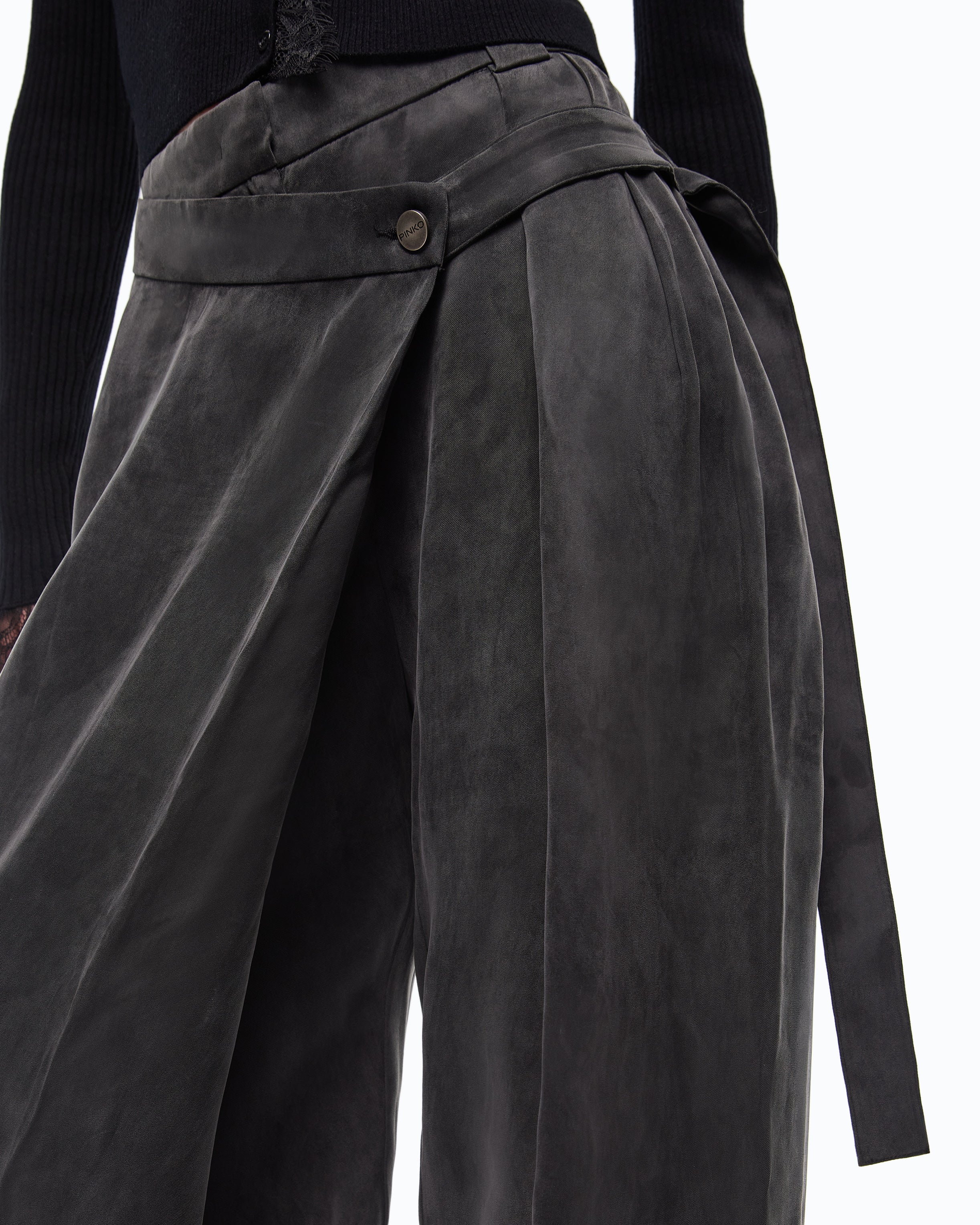 Pinko Pesce Pants spodnie carrot czarne kopertowe