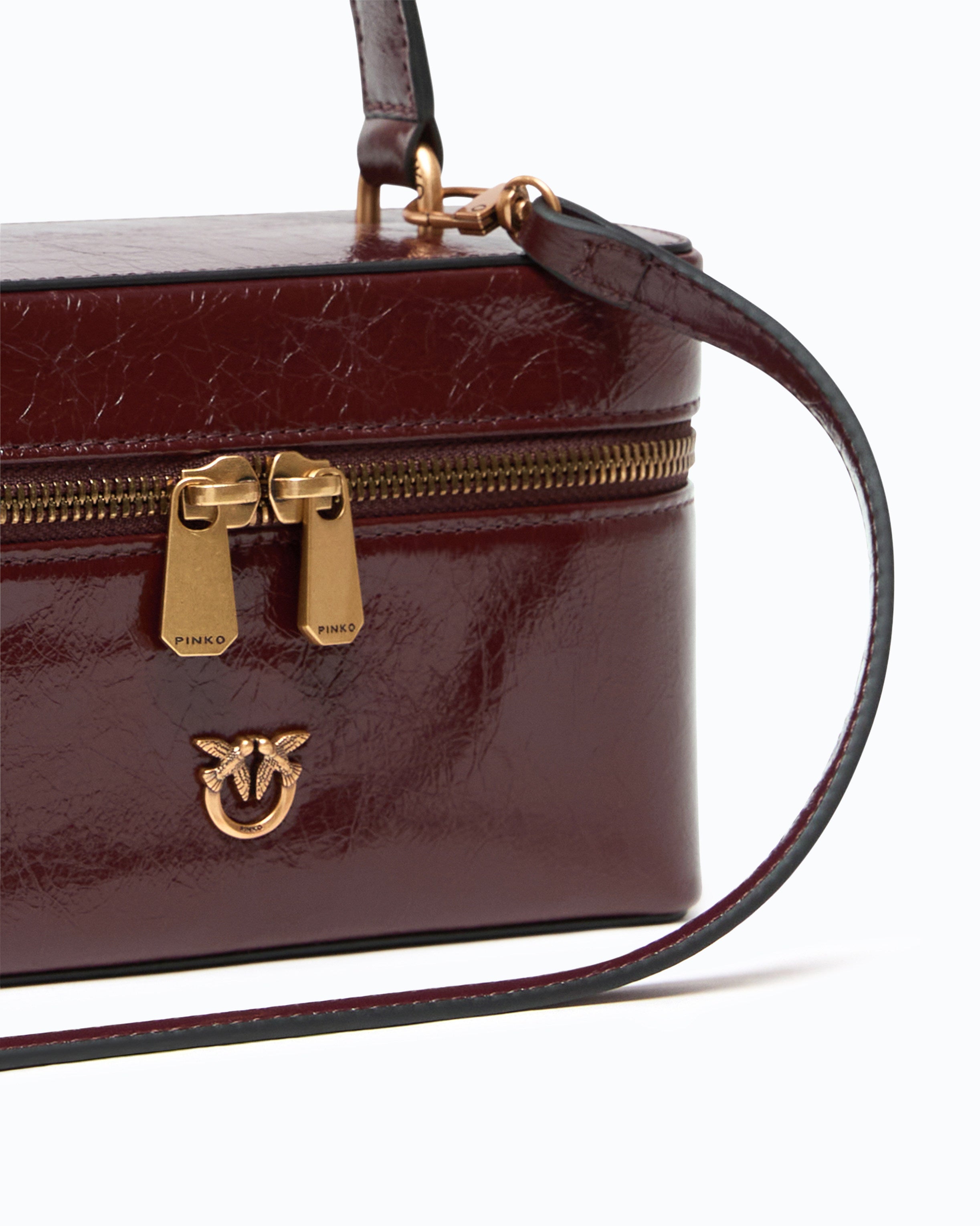 Pinko Vanity Soft torebka skórzana mała błyszcząca craquele