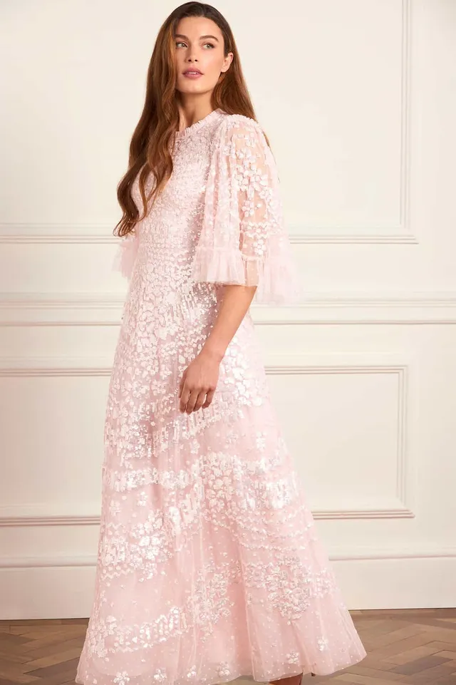 Needle & Thread Anais Sequin Gown suknia różowa cekiny