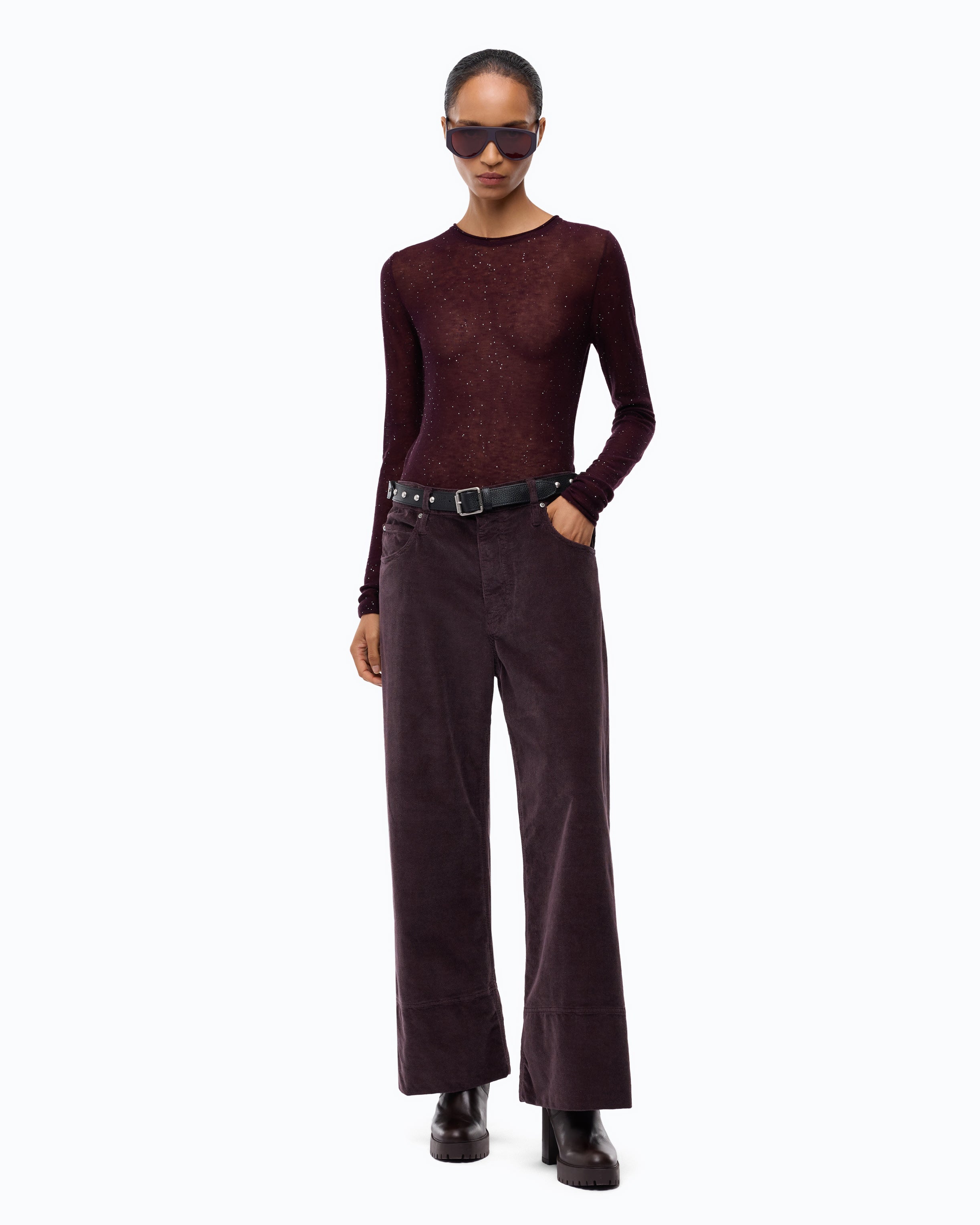 Pinko Pico Sweater sweter wełniany z cekinami fiolet