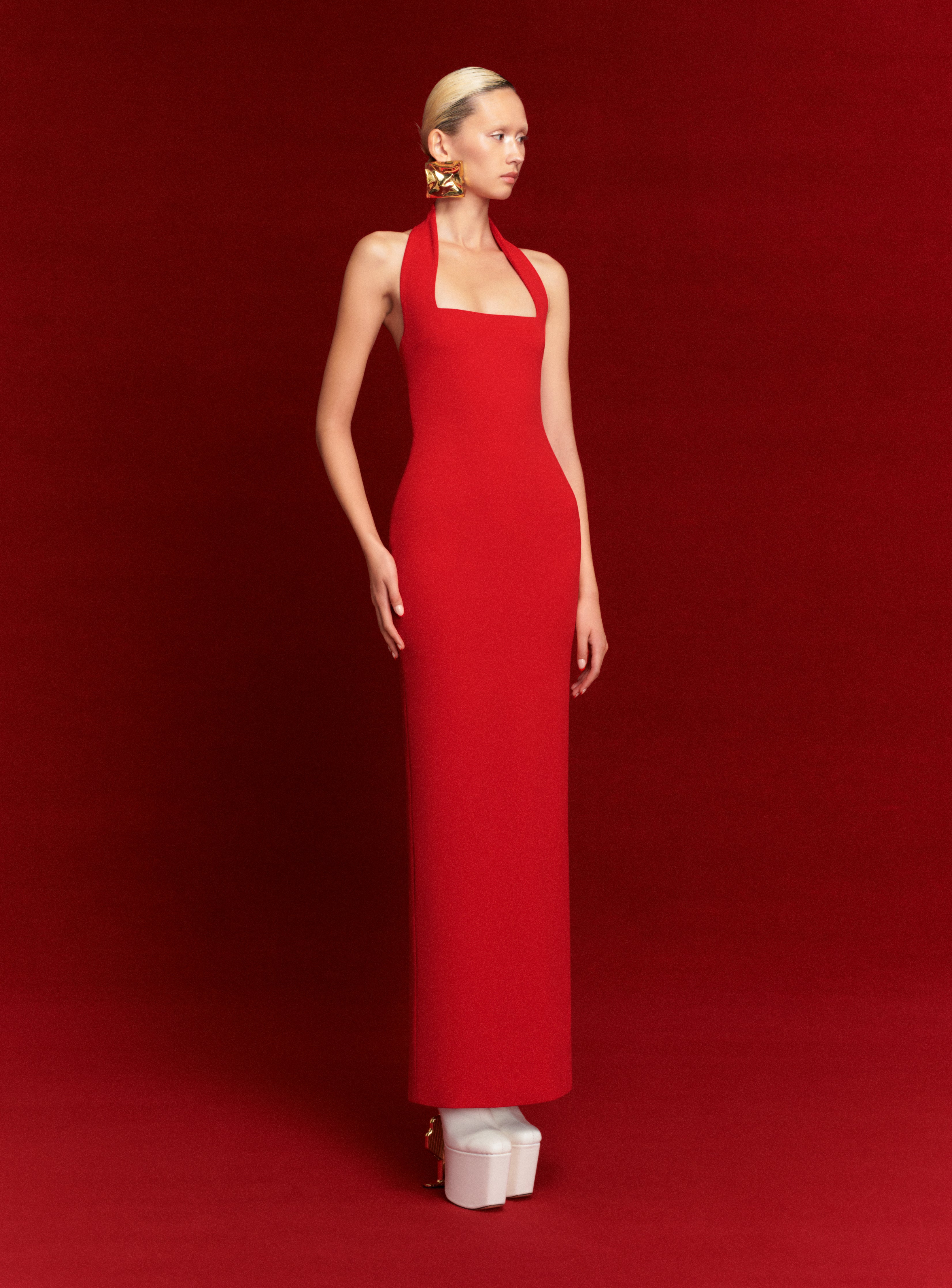 Solace London Ilona Maxi sukienka czerwona halter