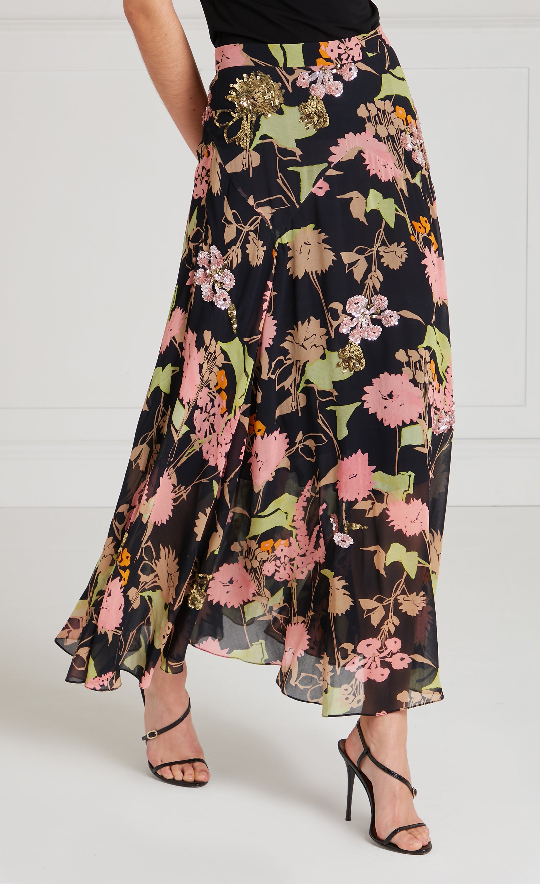 Temperley London Maisie Skirt spódnica midi Black Mix