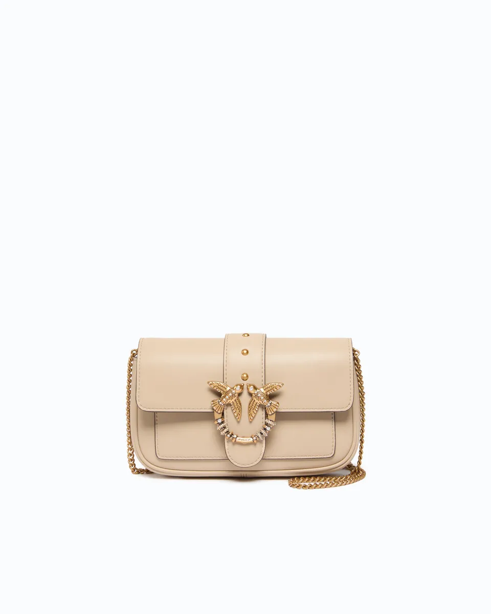 Pinko Love Bag Pocket torebka beżowa skórzana