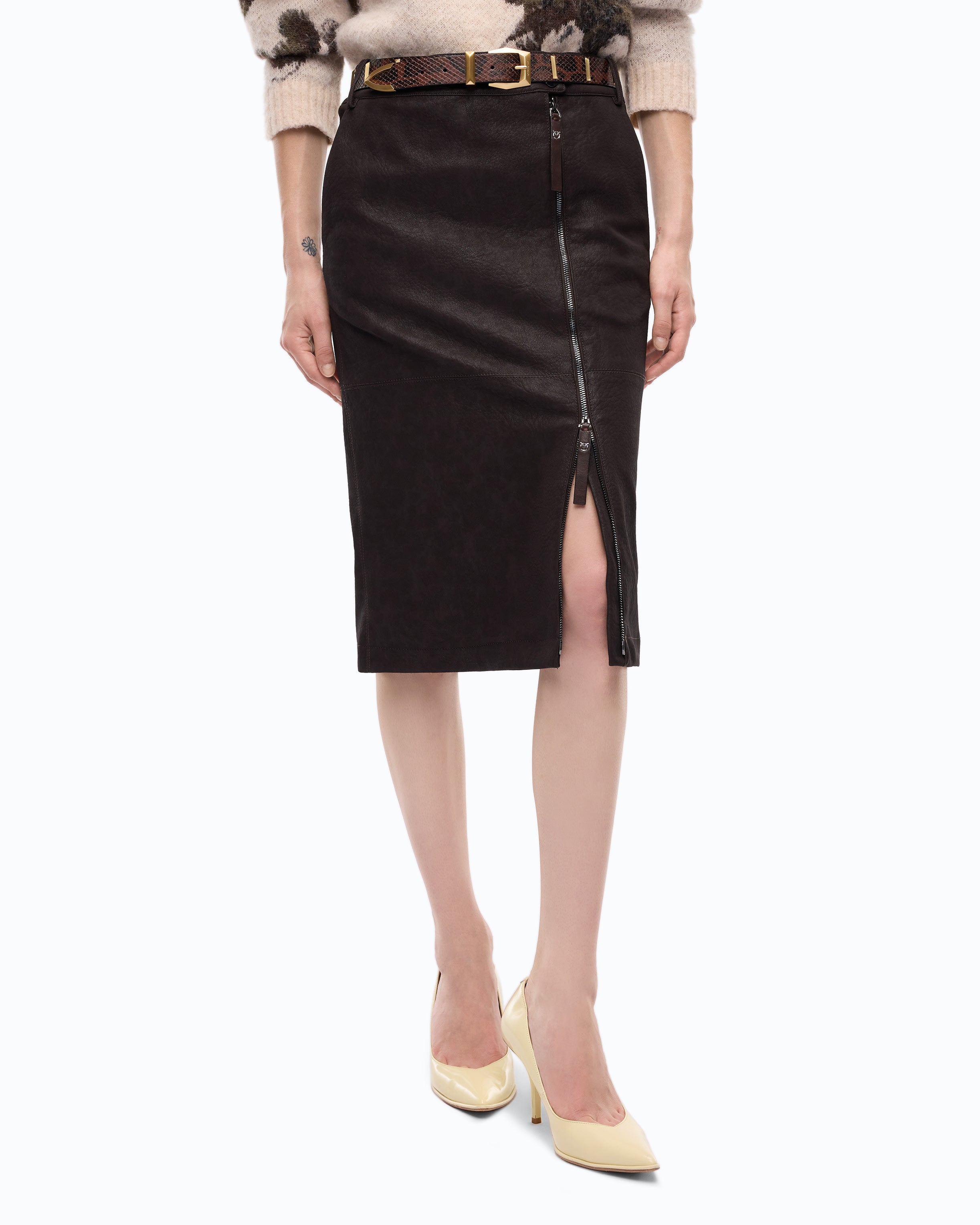 Pinko Montiano Skirt spódnica brązowa midi