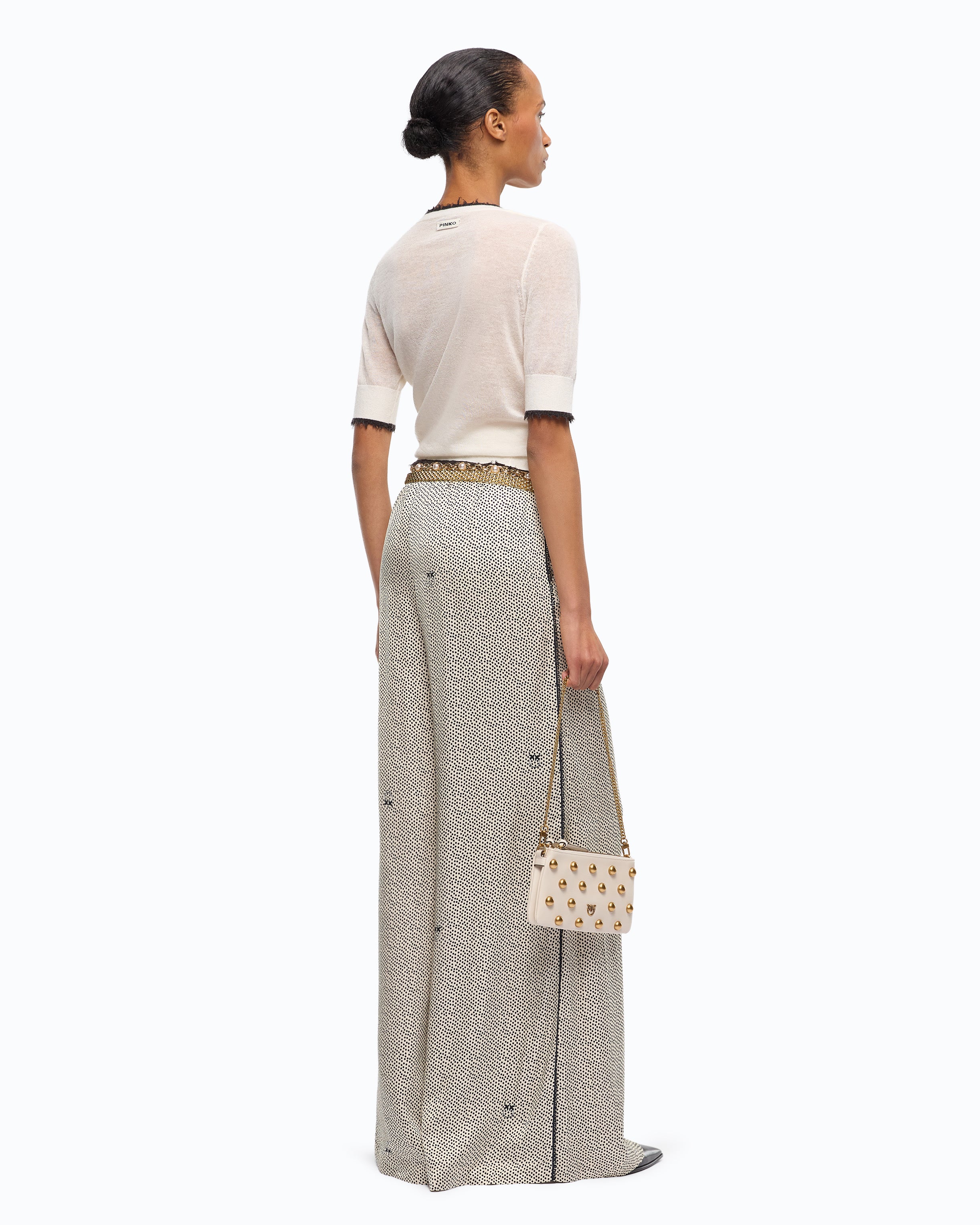 Pinko Nicosia Sweater sweter biały krótki rękaw