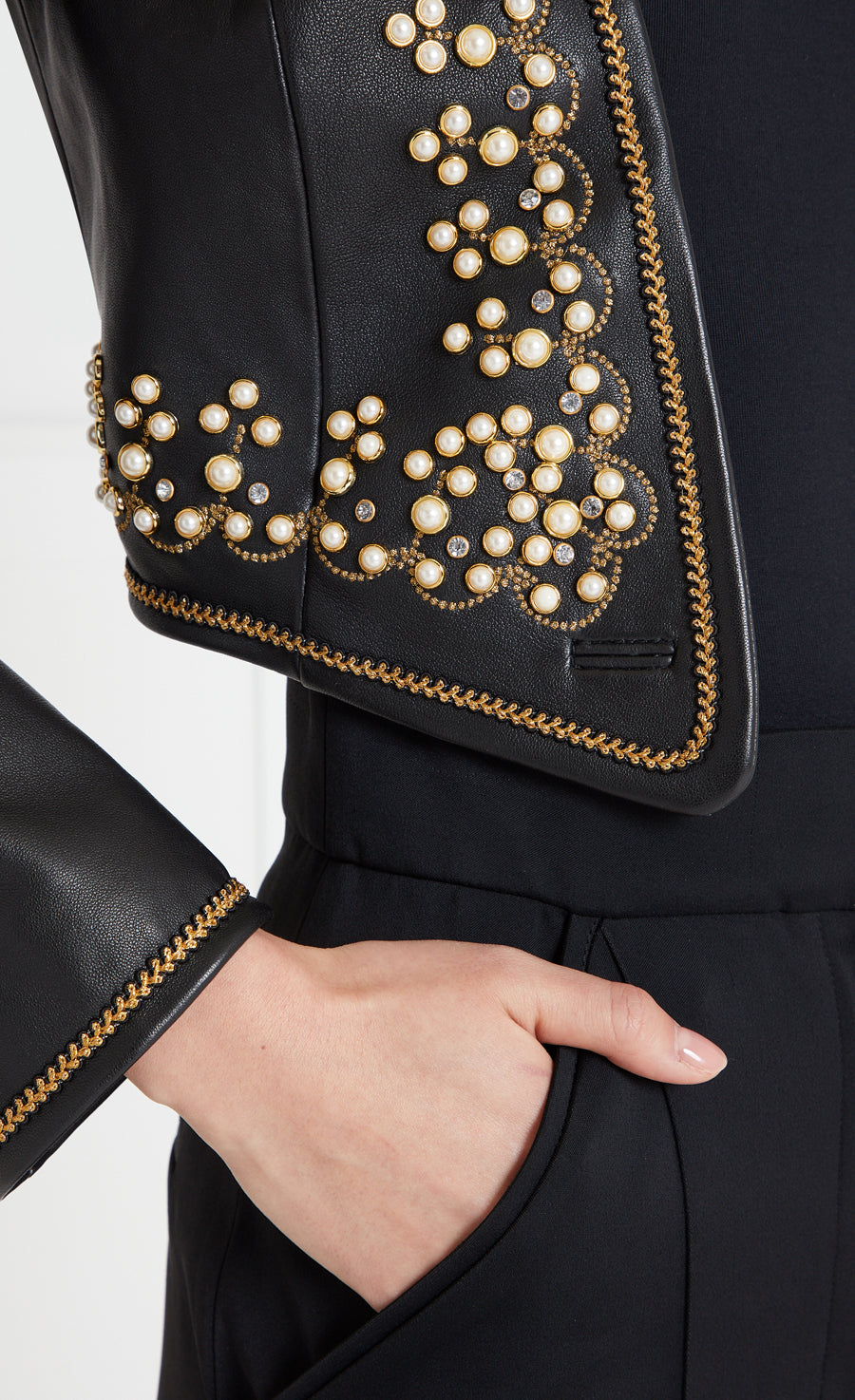 Temperley London Salerno Cropped Jacket kurtka skórzana czarna
