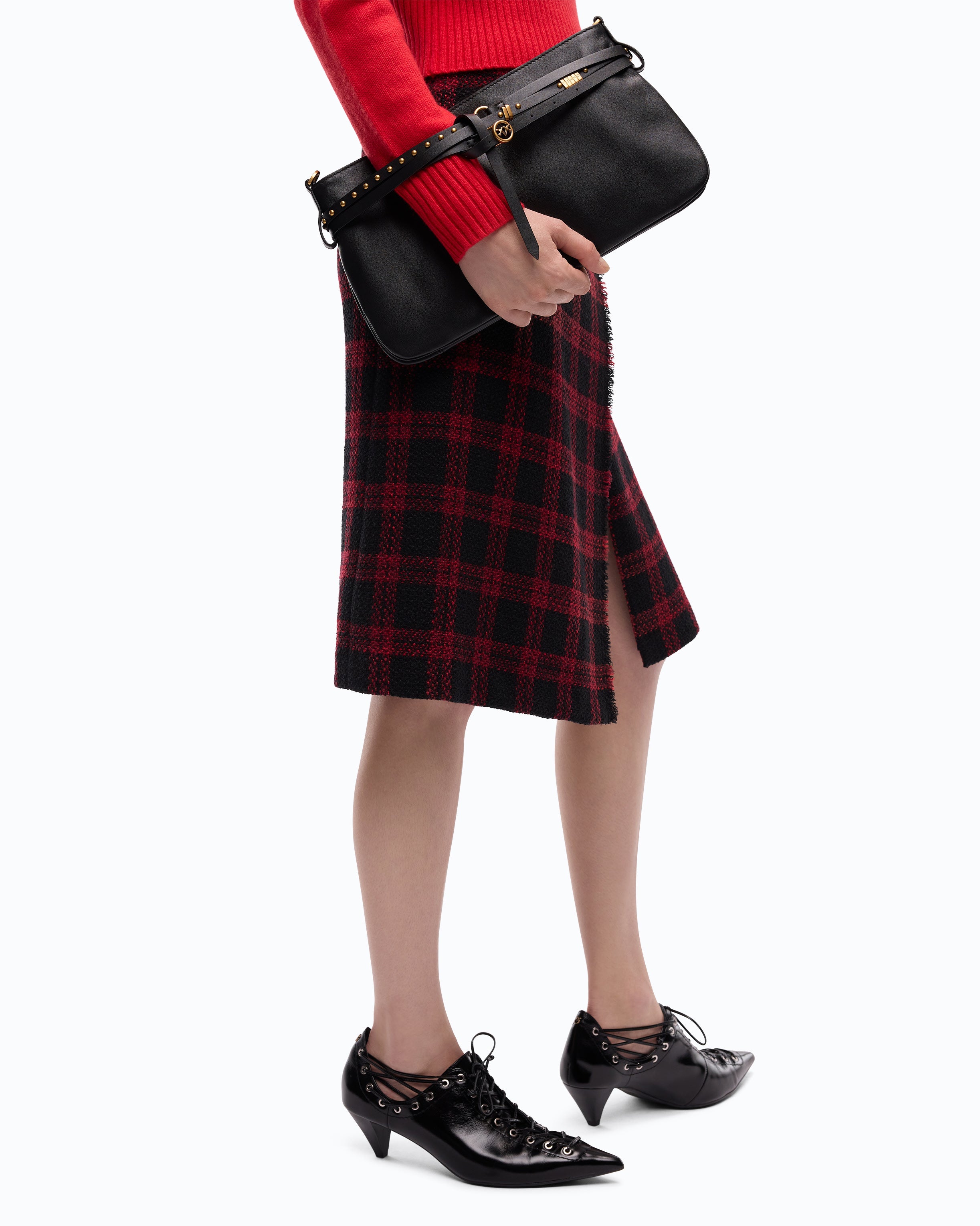 Pinko Belt Bag torebka skórzana czarna średnia