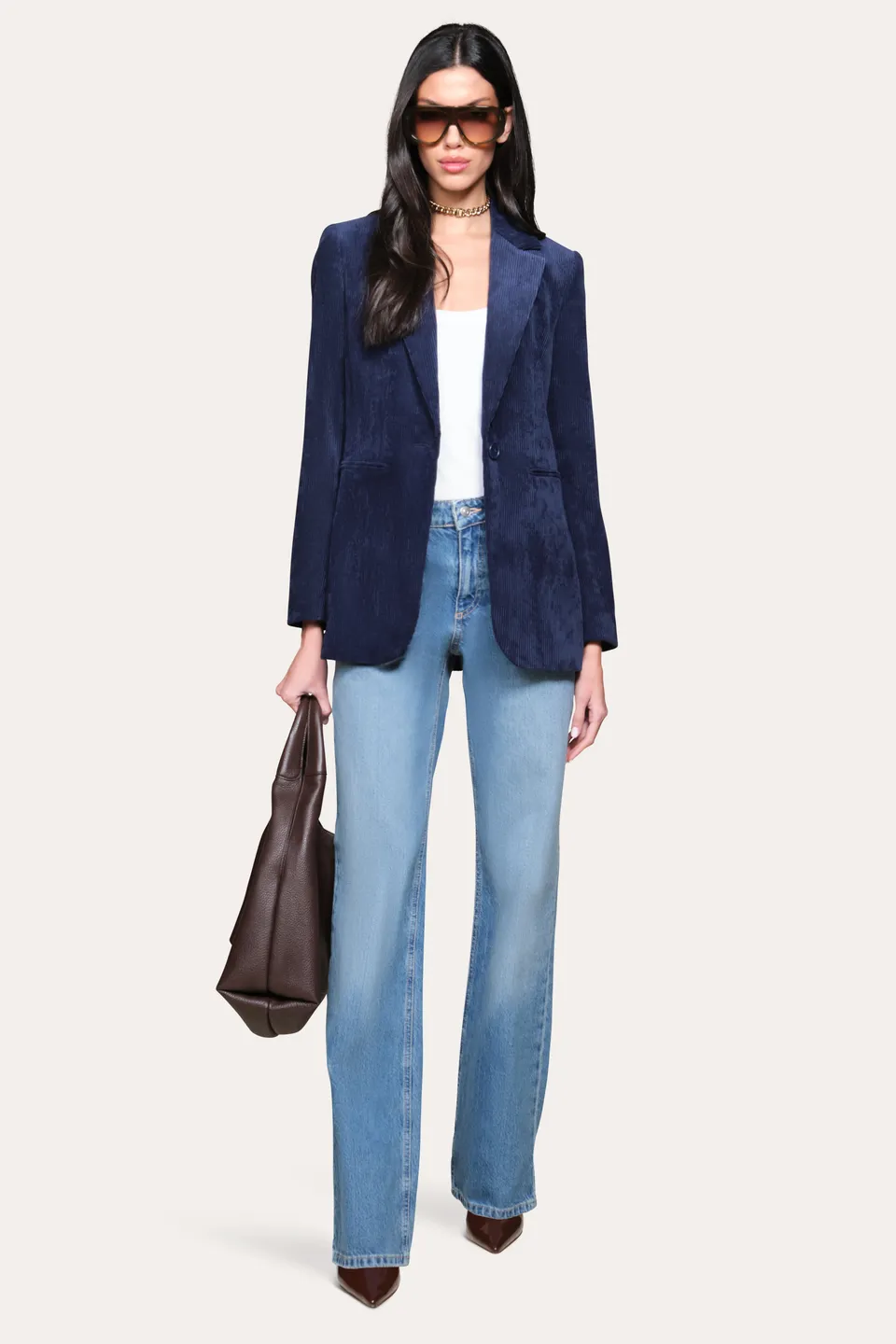 Elie Tahari Gloria marynarka Galaxy Navy sztruksowa