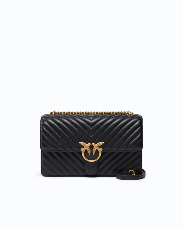 Pinko Love Bag One torebka pikowana czarna średnia