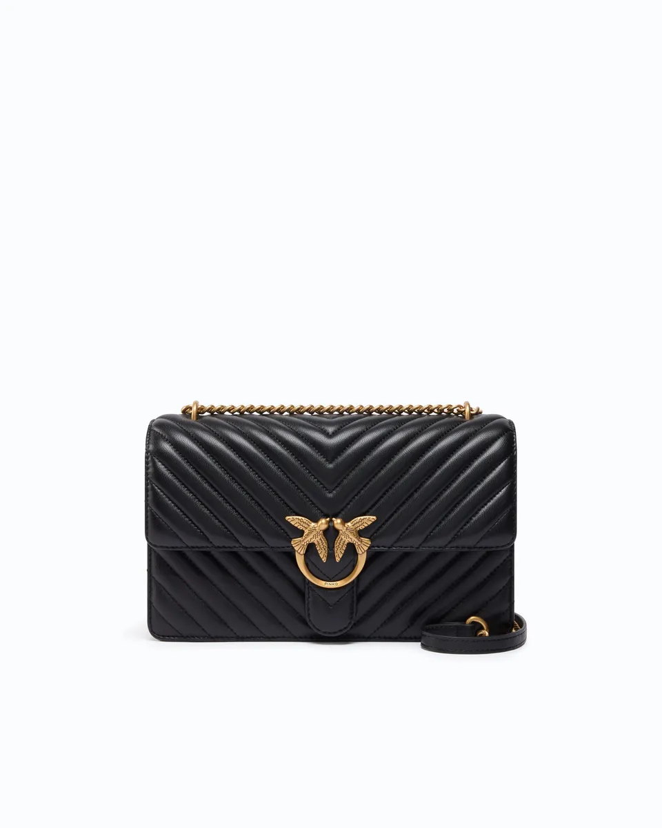 Pinko Love Bag One torebka pikowana czarna średnia