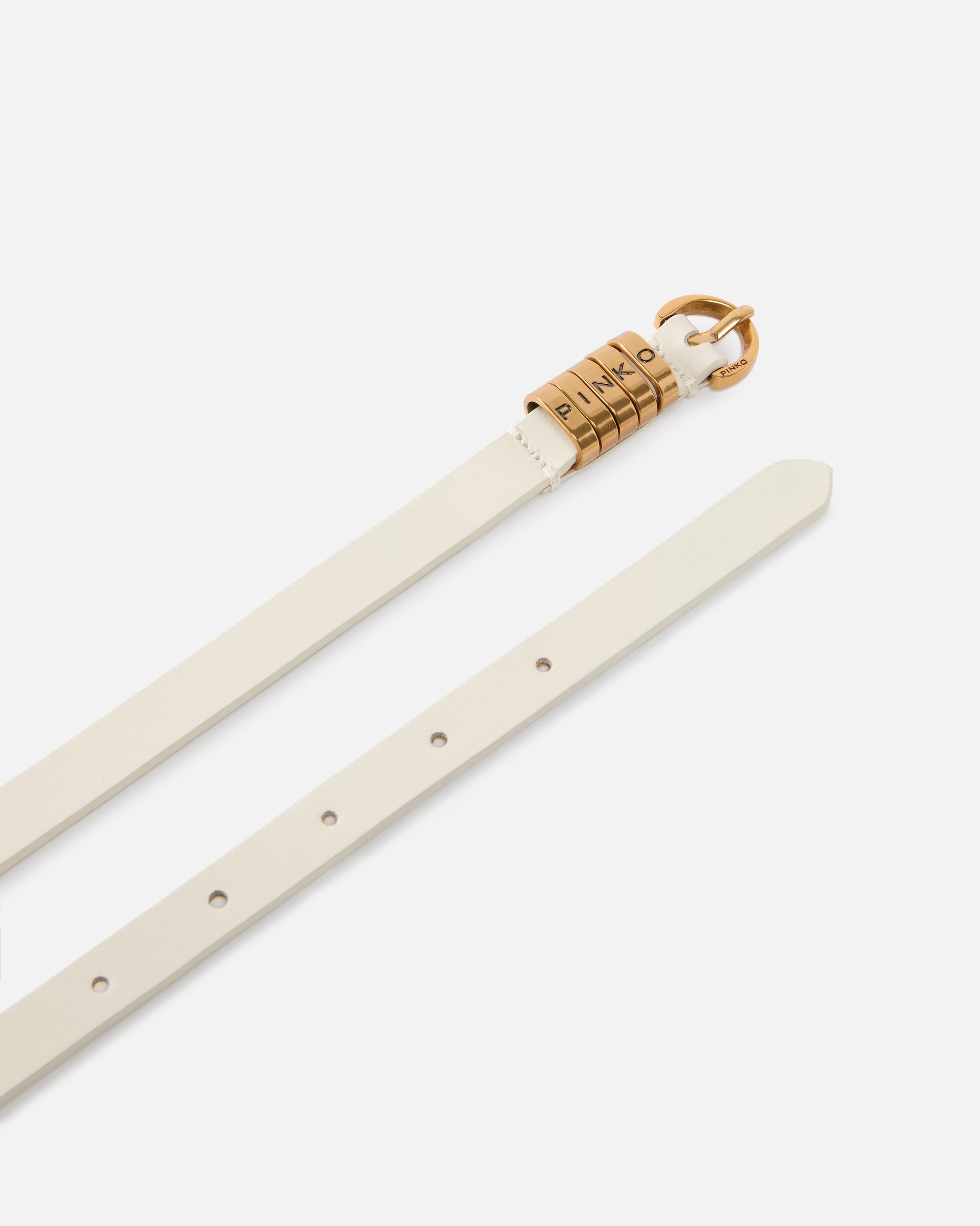 Pinko Saddle Belt H1 pasek skórzany 1,2 cm srebrny