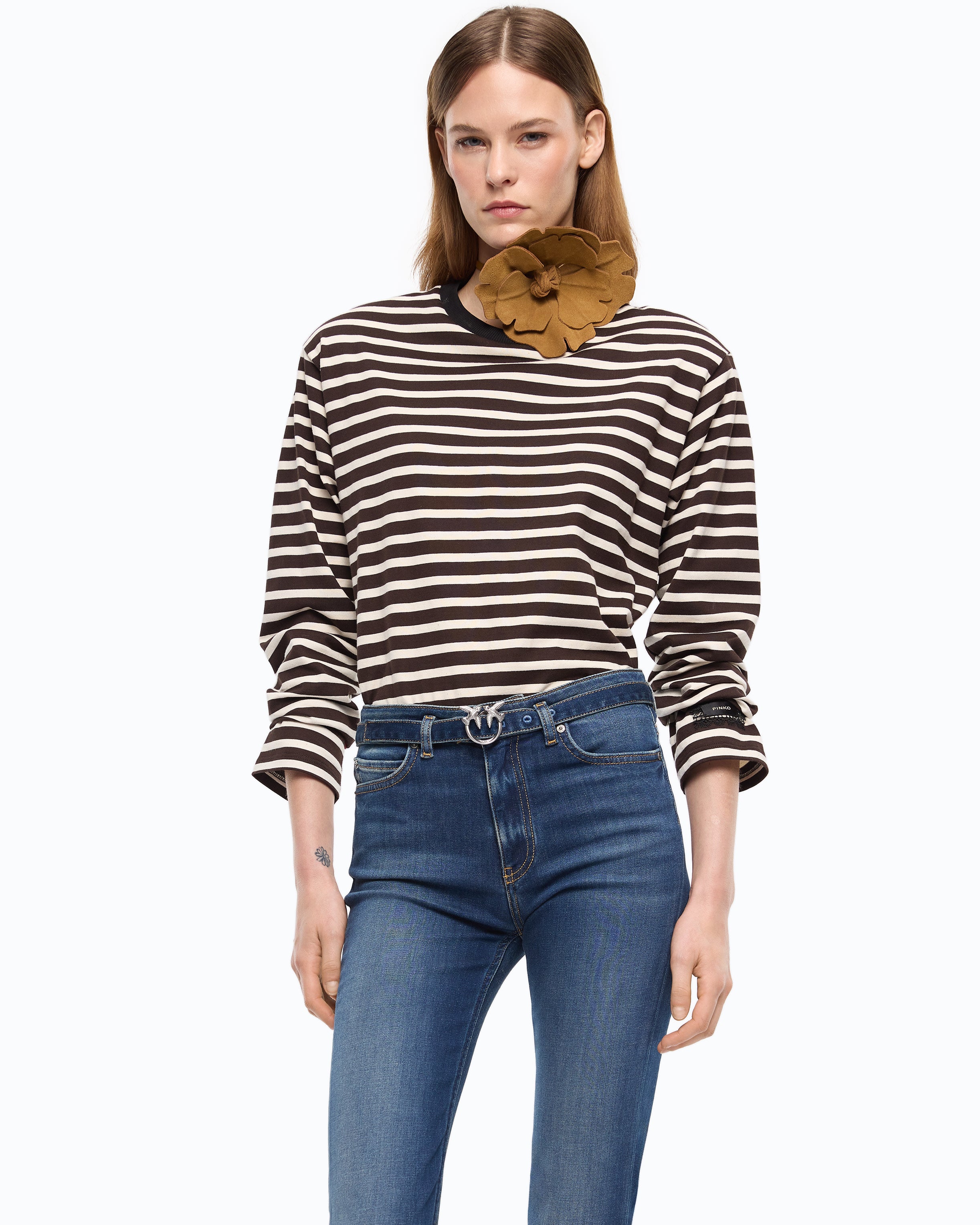 Pinko Mirtilla Quiet Is The New Punk sweter w paski