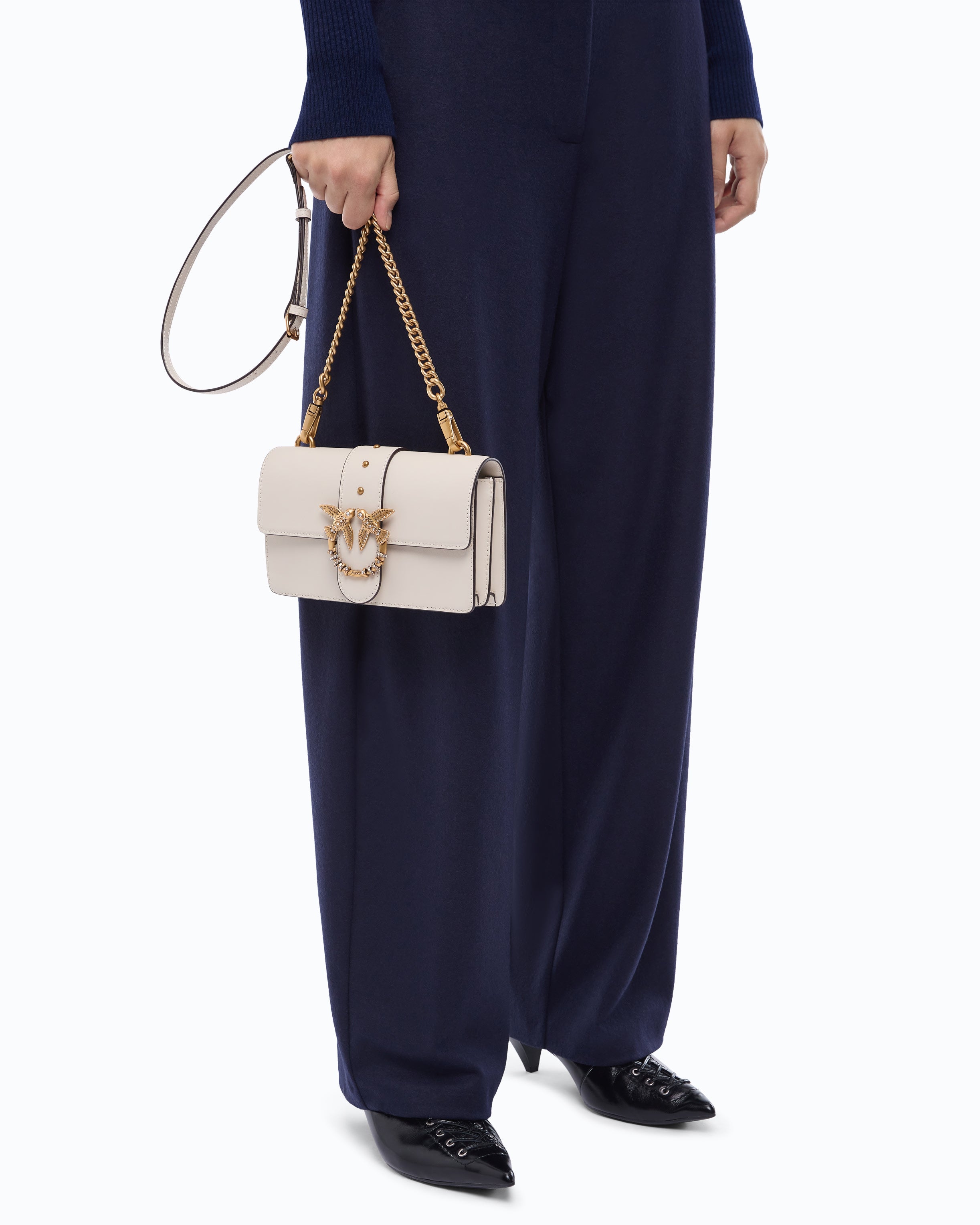 Pinko Love One Mini New Buckle torebka biała skóra