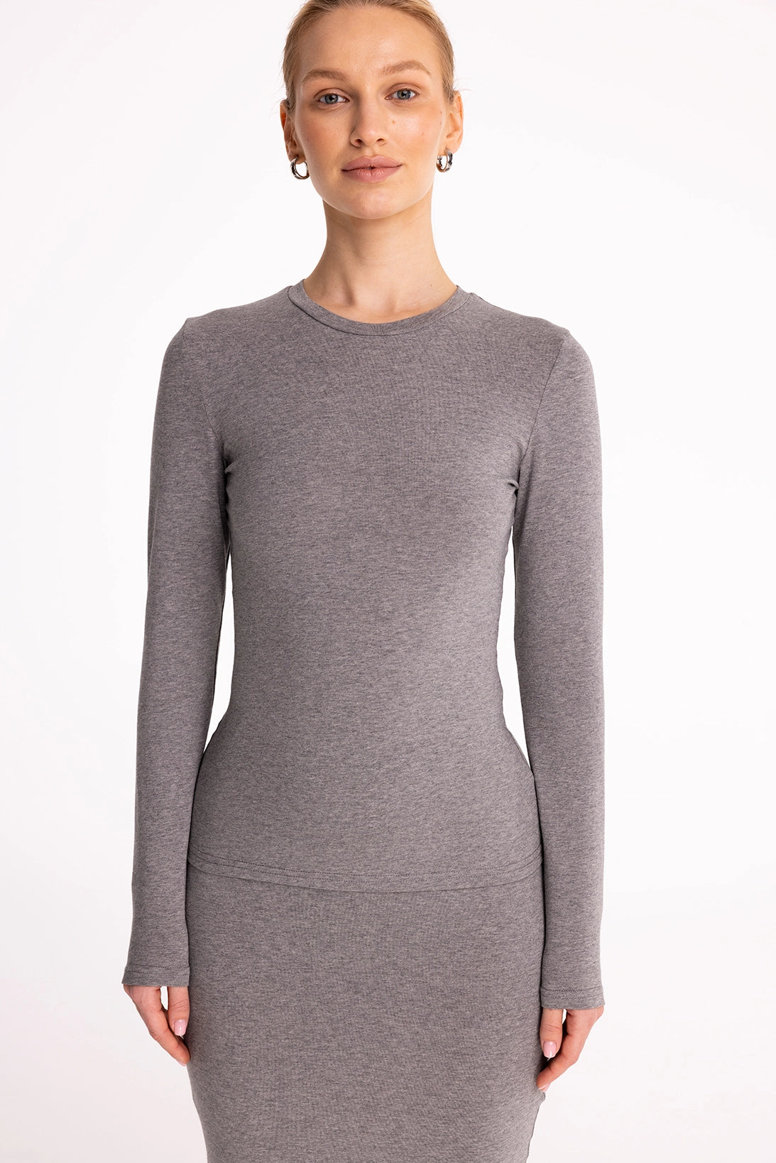 Nudyess Roots top longsleeve Dark Melange bawełna